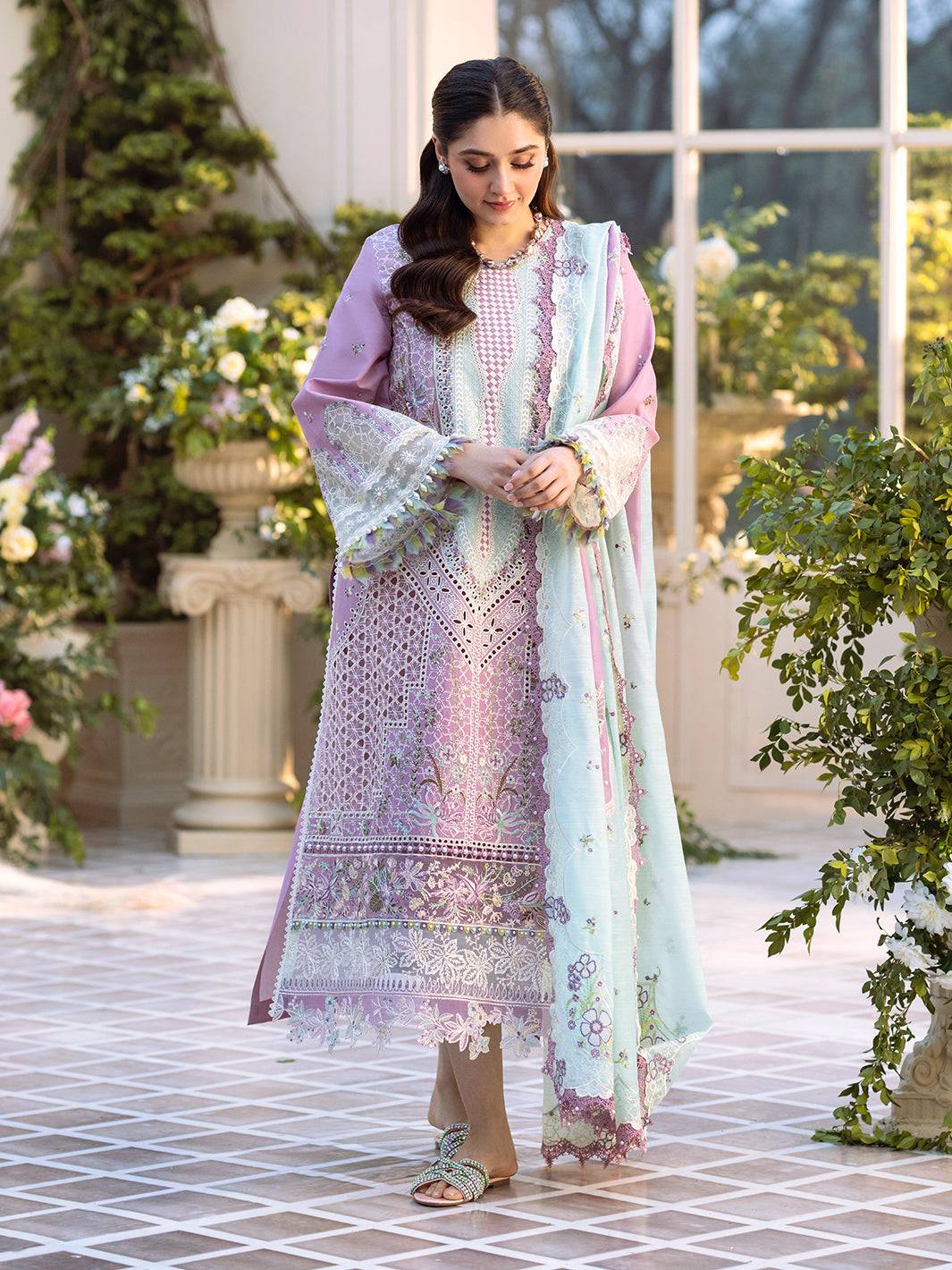 Bin Ilyas | Freesia Embroidered Lawn 25 | 101 - B by Maria Faisal - Registered Vendor of : Bin Ilyas - type : Ladies Clothes - 100% original wedding dresses