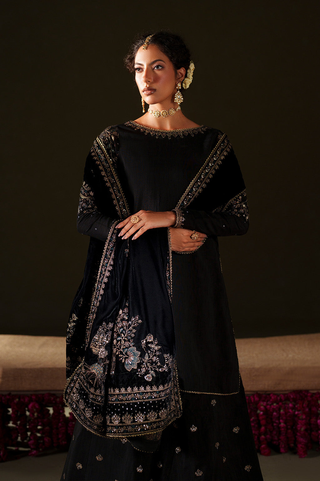 Iznik | Velvet 25 | IV-72 Embroidered Velvet - Formal Dress - available at Maria Faisal in UK and USA.