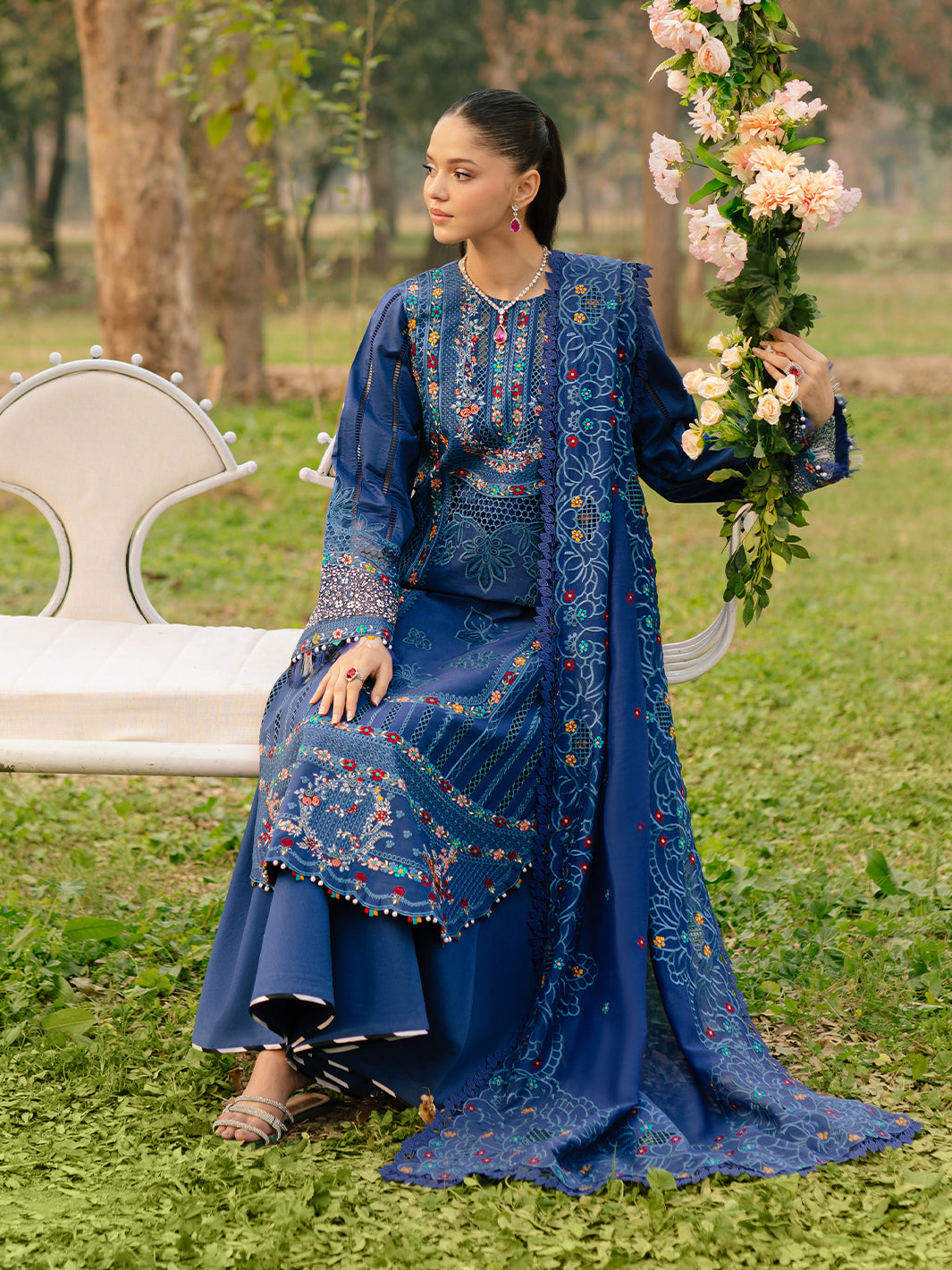 Bin Ilyas | Freesia Embroidered Lawn 25 | 102 - B by Maria Faisal - Registered Vendor of : Bin Ilyas - type : Ladies Clothes - 100% original wedding dresses