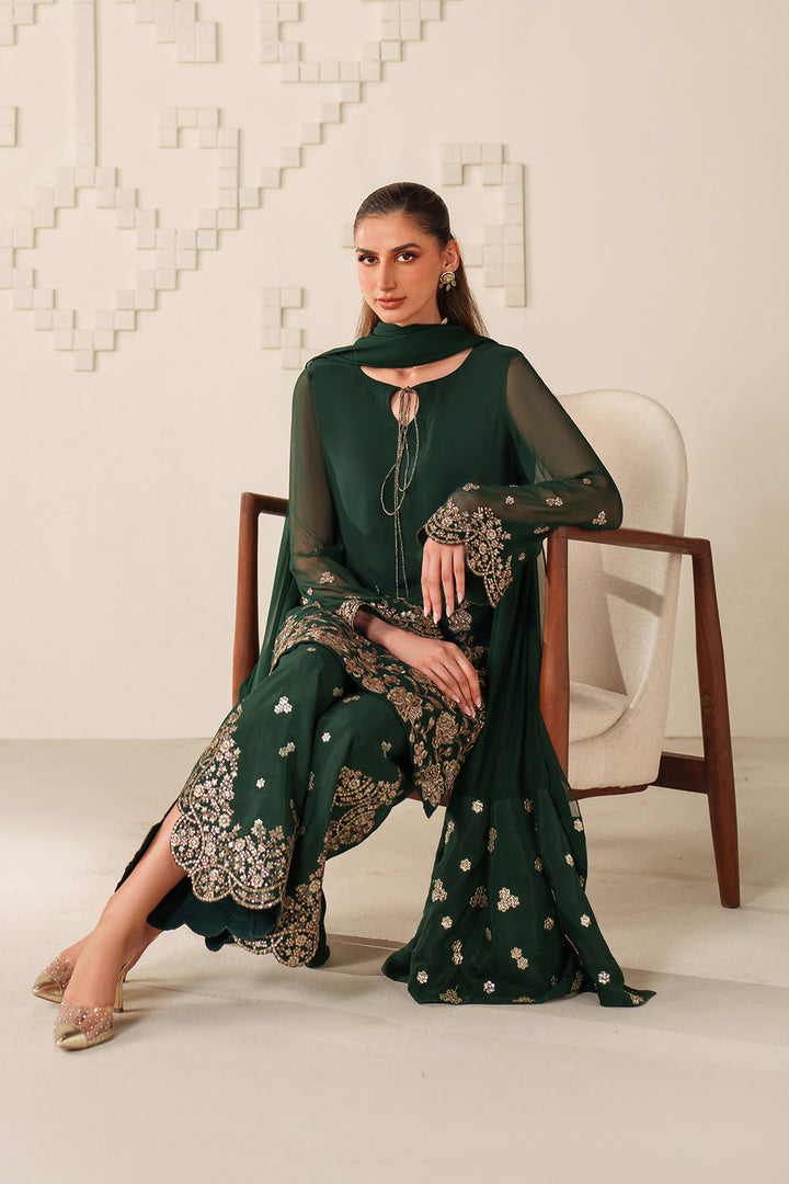 Iznik | Chinon Chiffon | UE-619 - Dress - available at Maria Faisal in UK and USA.