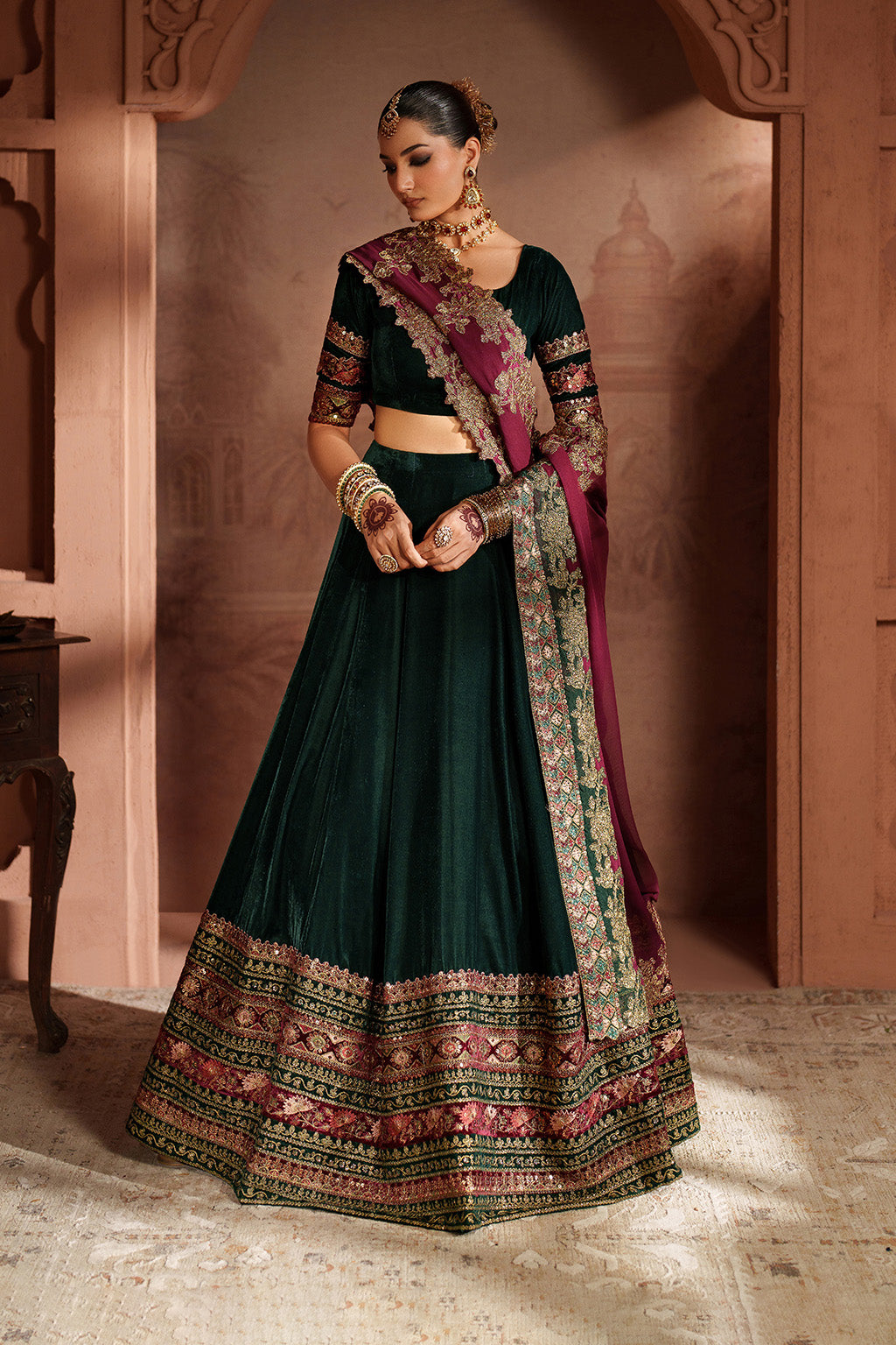 Iznik | Velvet 25 | IV-65 Embroidered Velvet - Formal Dress - available at Maria Faisal in UK and USA.