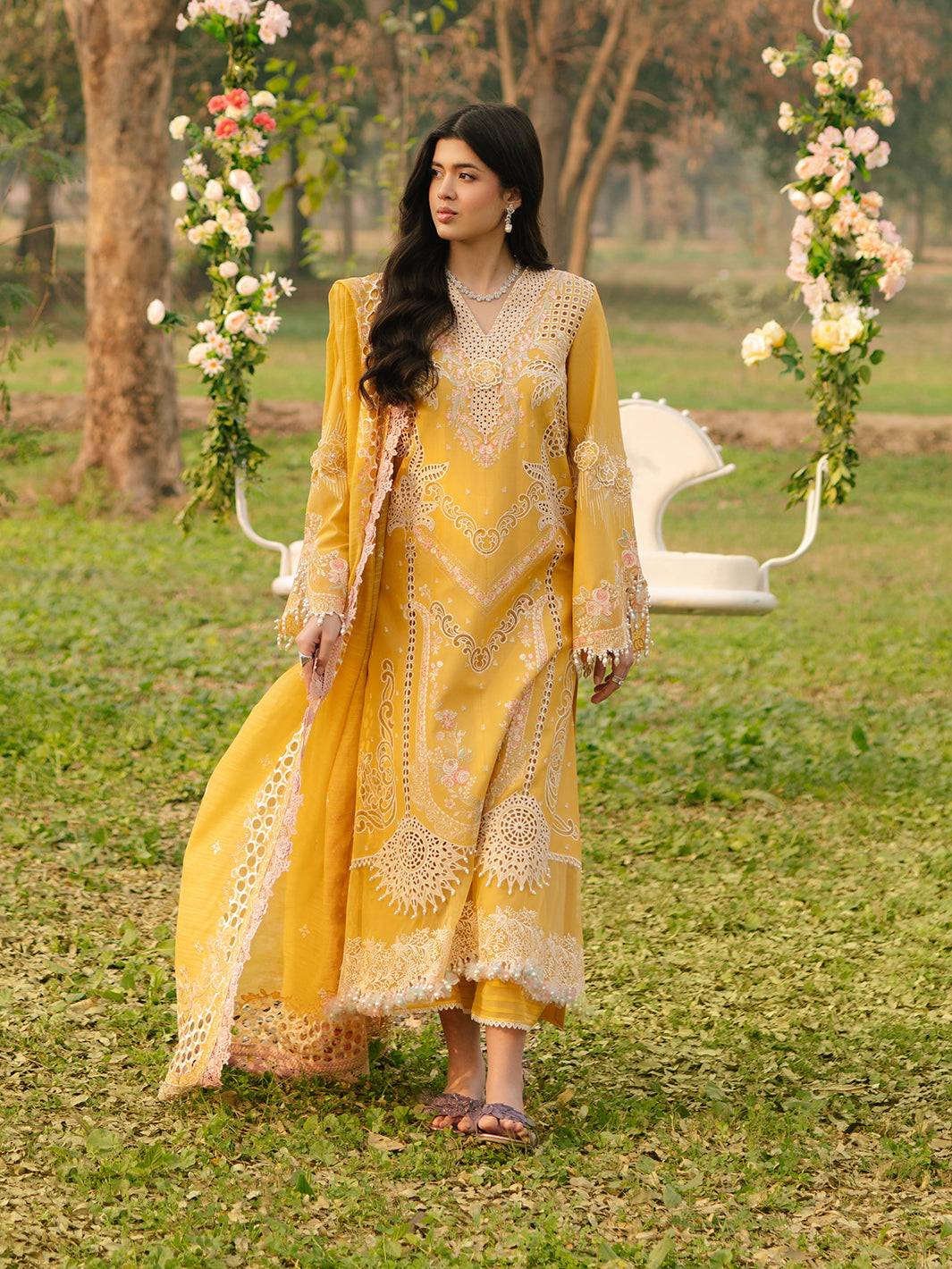 Bin Ilyas | Freesia Embroidered Lawn 25 | 104 - A by Maria Faisal - Registered Vendor of : Bin Ilyas - type : Ladies Clothes - 100% original wedding dresses