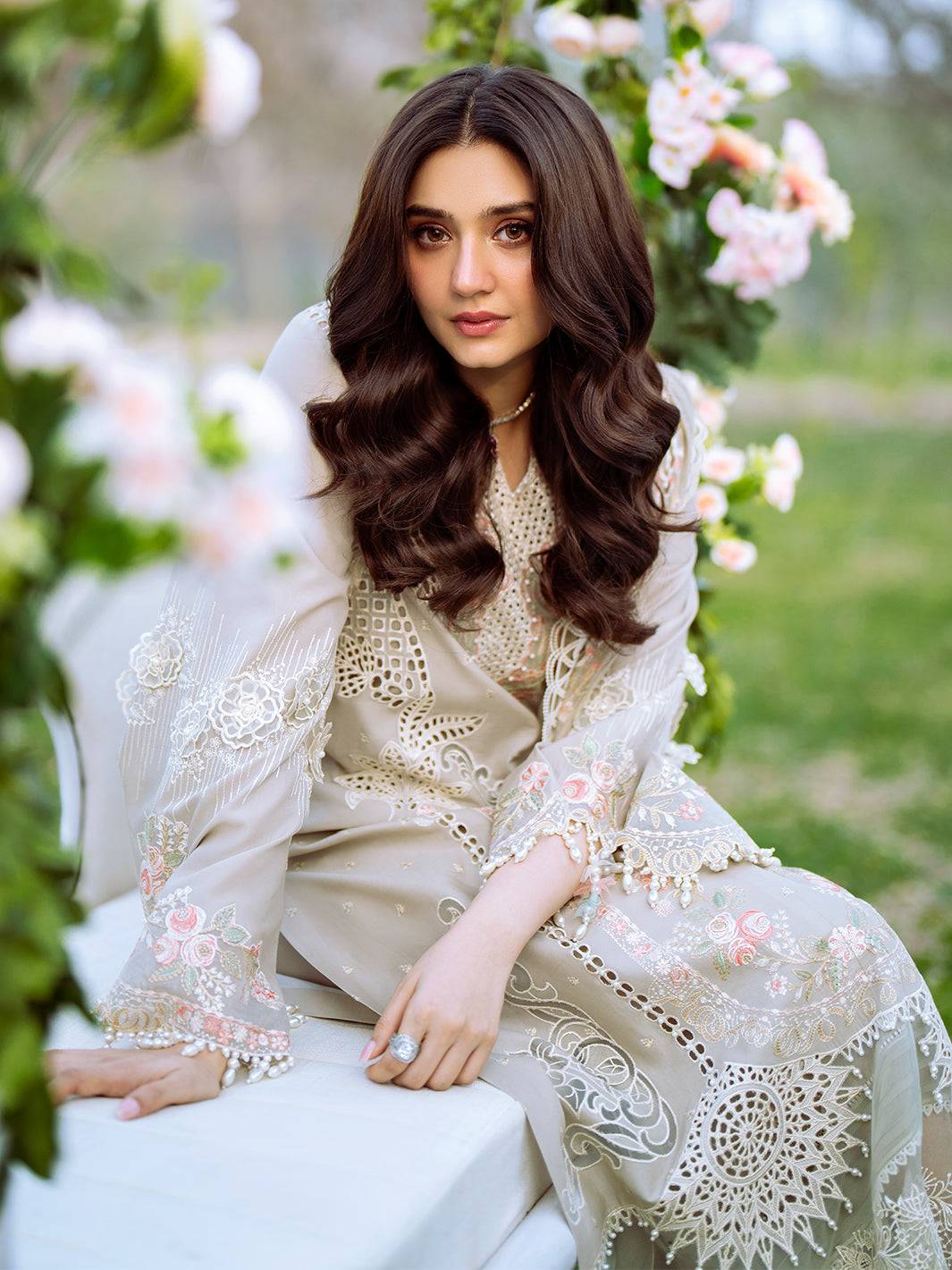 Bin Ilyas | Freesia Embroidered Lawn 25 | 104 - B by Maria Faisal - Registered Vendor of : Bin Ilyas - type : Ladies Clothes - 100% original wedding dresses