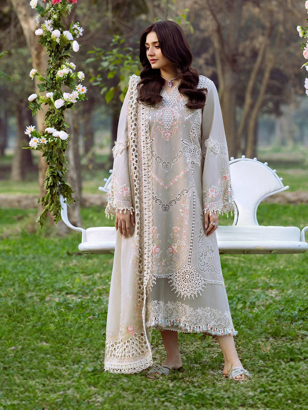 Bin Ilyas | Freesia Embroidered Lawn 25 | 104 - B by Maria Faisal - Registered Vendor of : Bin Ilyas - type : Ladies Clothes - 100% original wedding dresses