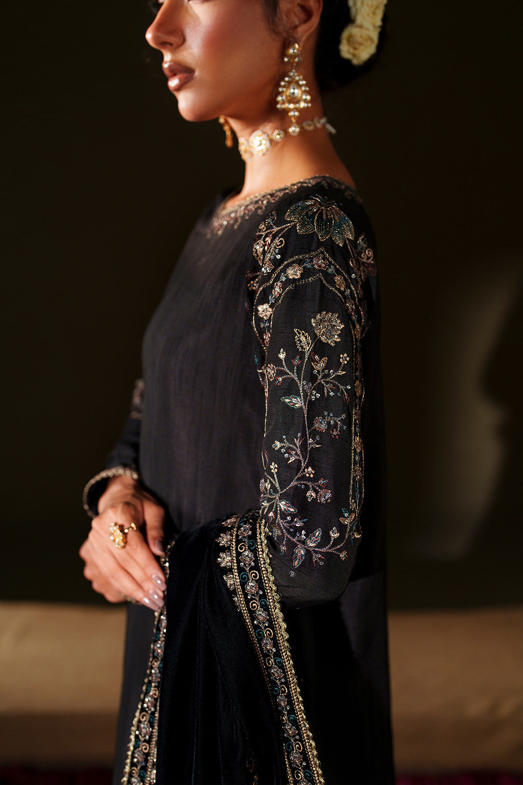 Iznik | Velvet 25 | IV-72 Embroidered Velvet - Formal Dress - available at Maria Faisal in UK and USA.