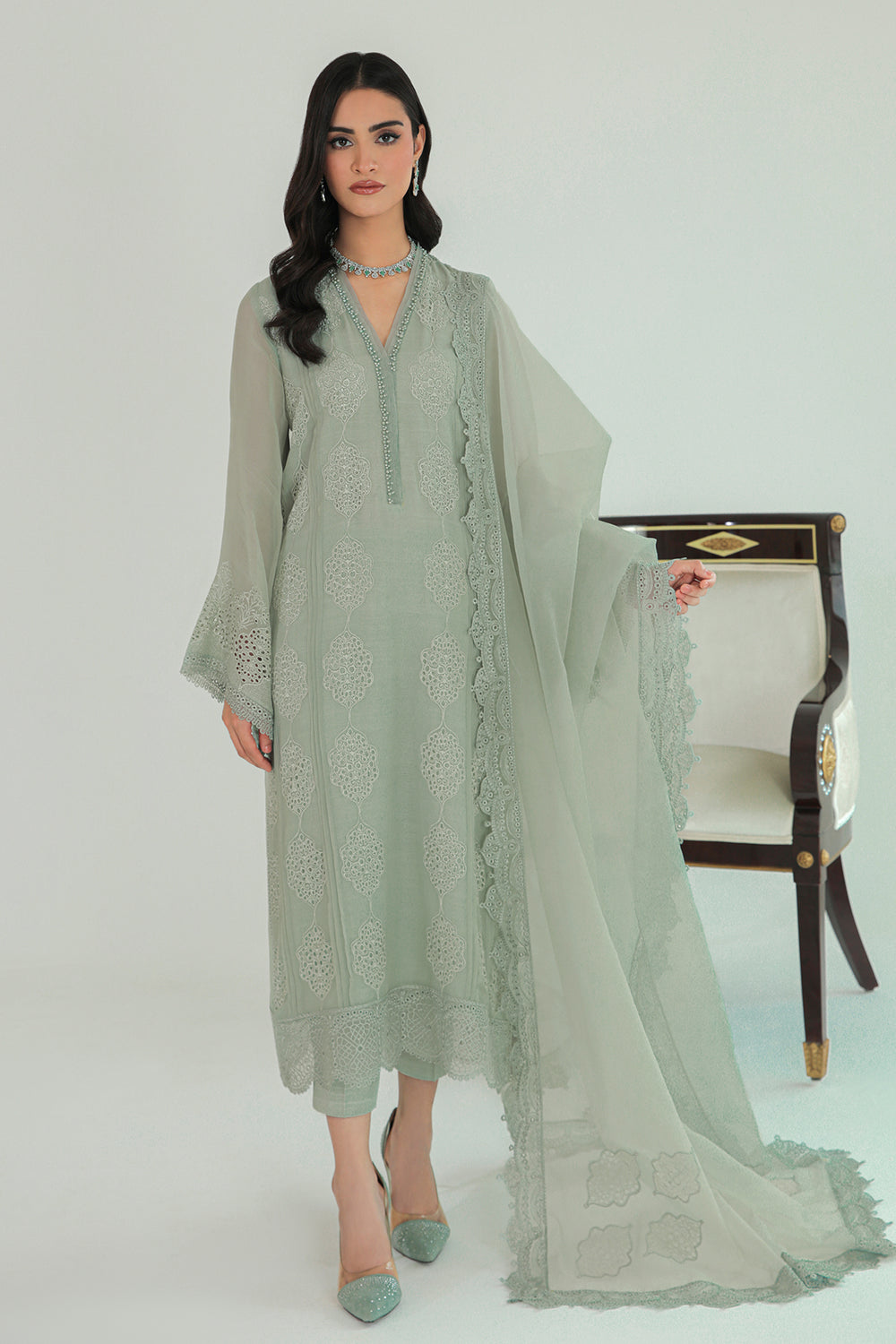 Baroque | Formals Collection | EMBROIDERED CHIFFON UF-234 - Formal Dress - available at Maria Faisal in UK and USA.