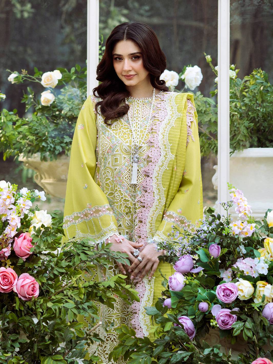 Bin Ilyas | Freesia Embroidered Lawn 25 | 105 - A by Maria Faisal - Registered Vendor of : Bin Ilyas - type : Ladies Clothes - 100% original wedding dresses