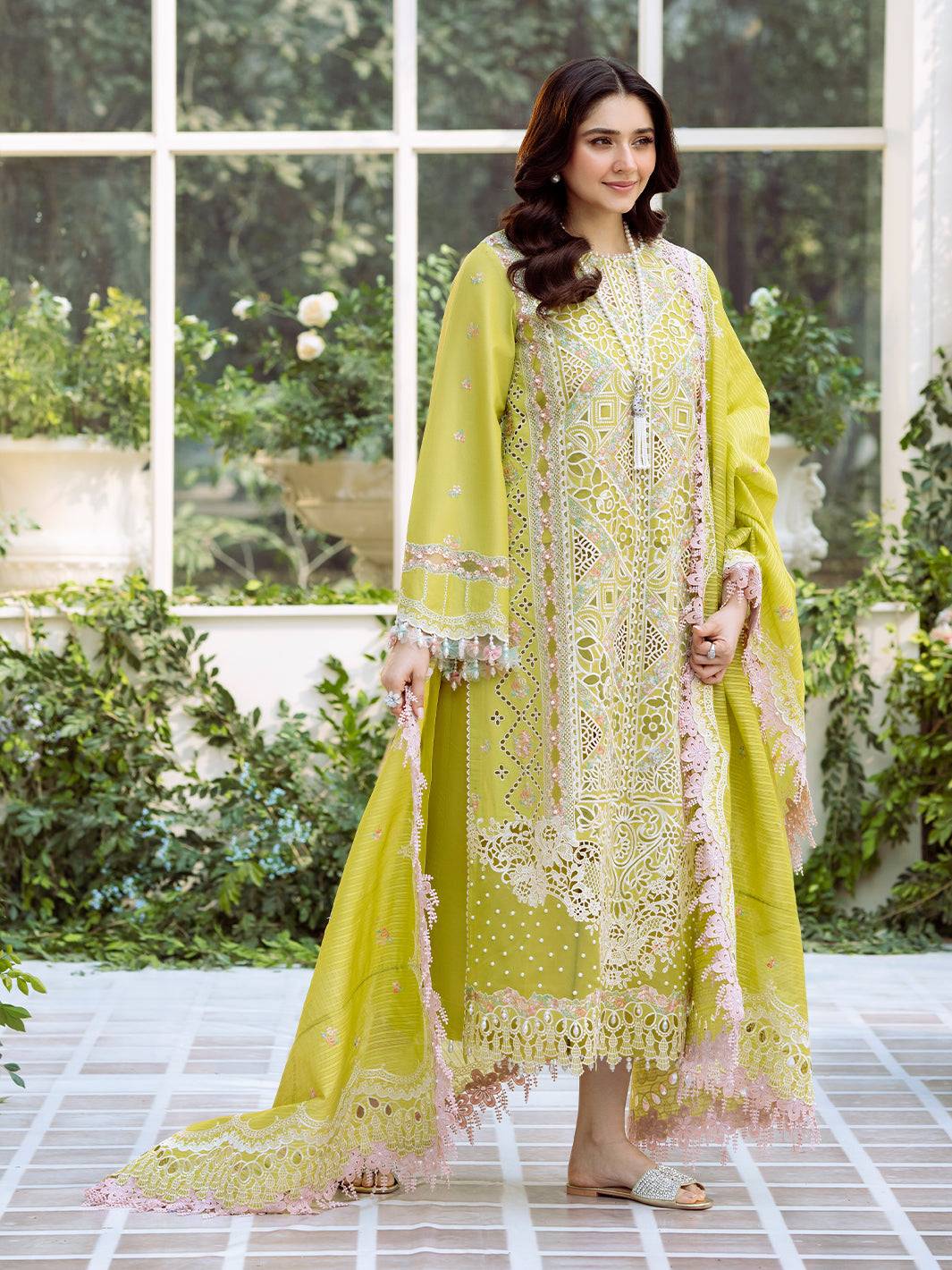 Bin Ilyas | Freesia Embroidered Lawn 25 | 105 - A by Maria Faisal - Registered Vendor of : Bin Ilyas - type : Ladies Clothes - 100% original wedding dresses