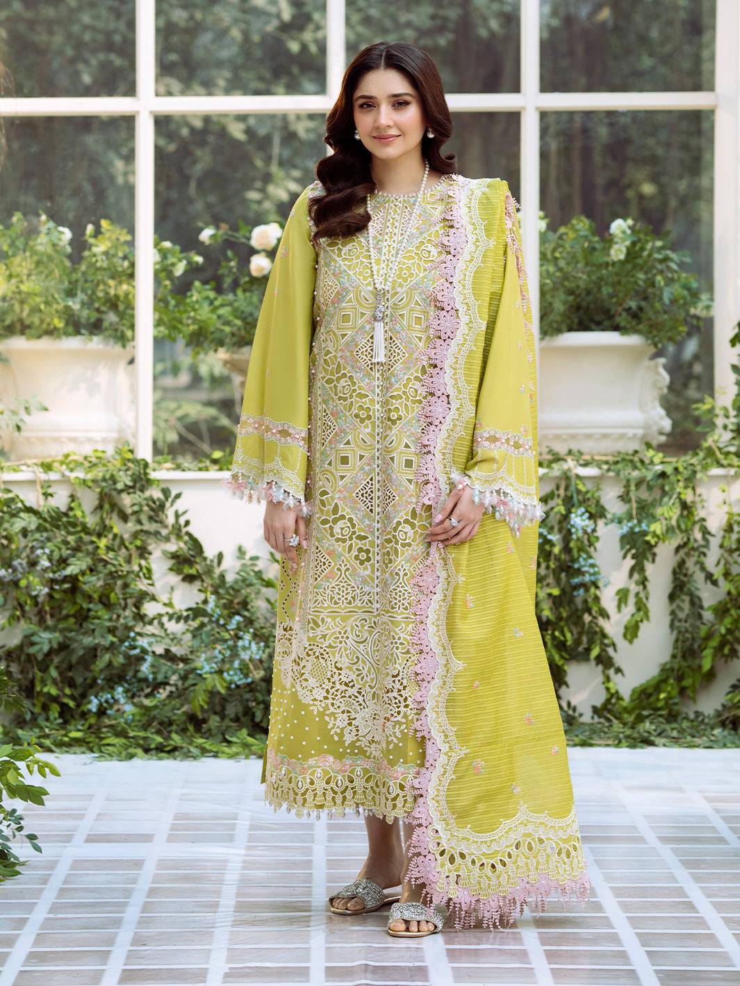 Bin Ilyas | Freesia Embroidered Lawn 25 | 105 - A by Maria Faisal - Registered Vendor of : Bin Ilyas - type : Ladies Clothes - 100% original wedding dresses