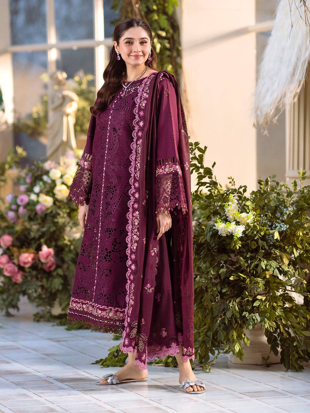 Bin Ilyas | Freesia Embroidered Lawn 25 | 106 - A by Maria Faisal - Registered Vendor of : Bin Ilyas - type : Ladies Clothes - 100% original wedding dresses