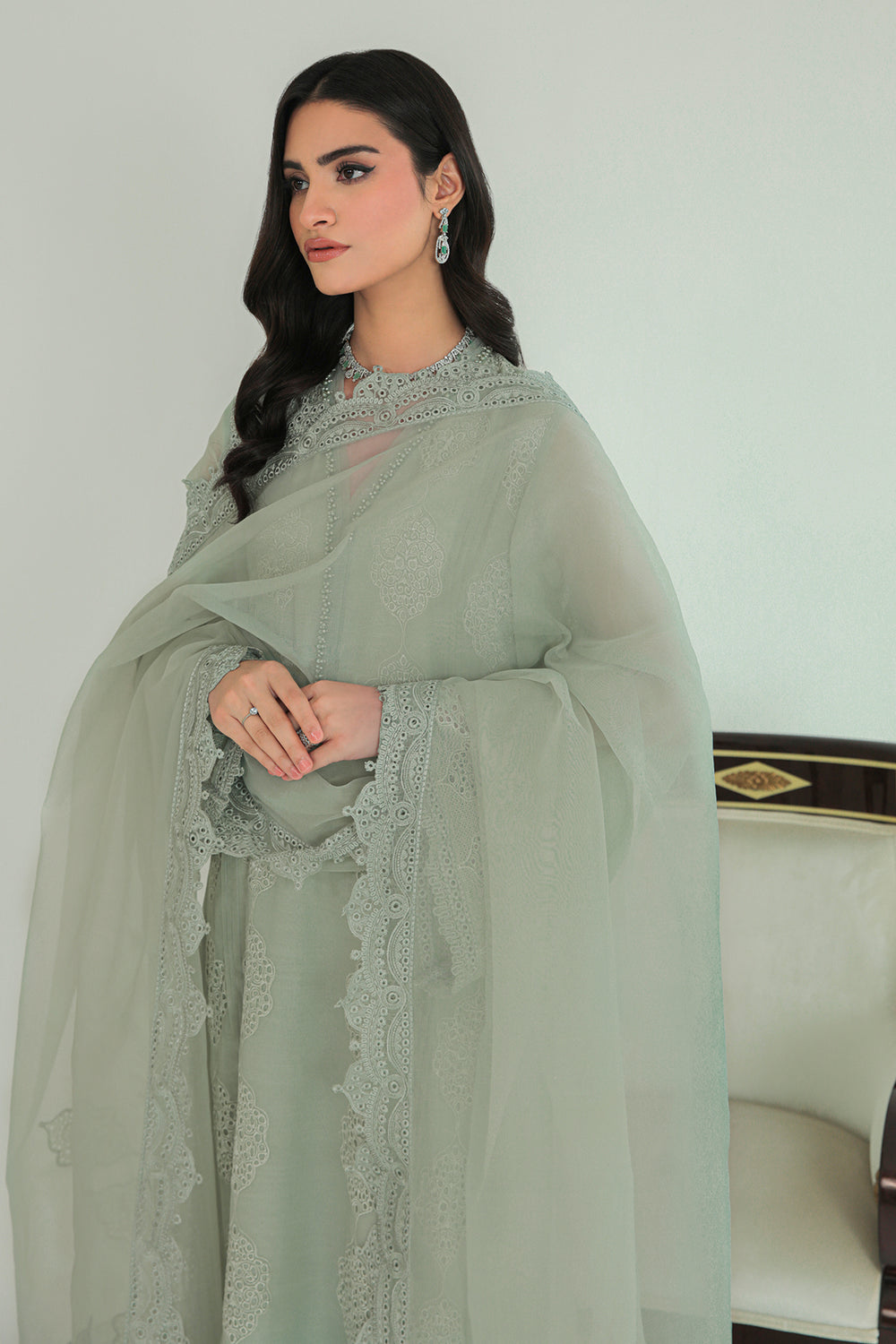 Baroque | Formals Collection | EMBROIDERED CHIFFON UF-234 - Formal Dress - available at Maria Faisal in UK and USA.