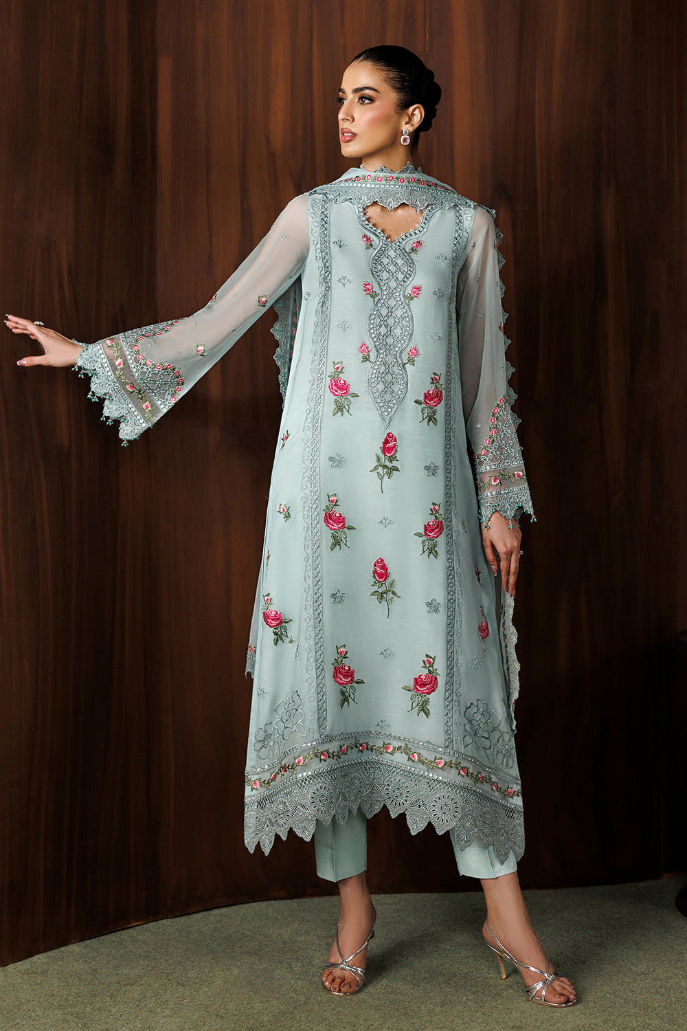 Baroque | Formals Collection | EMBROIDERED CHIFFON UF-4438 - Formal Dress - available at Maria Faisal in UK and USA.