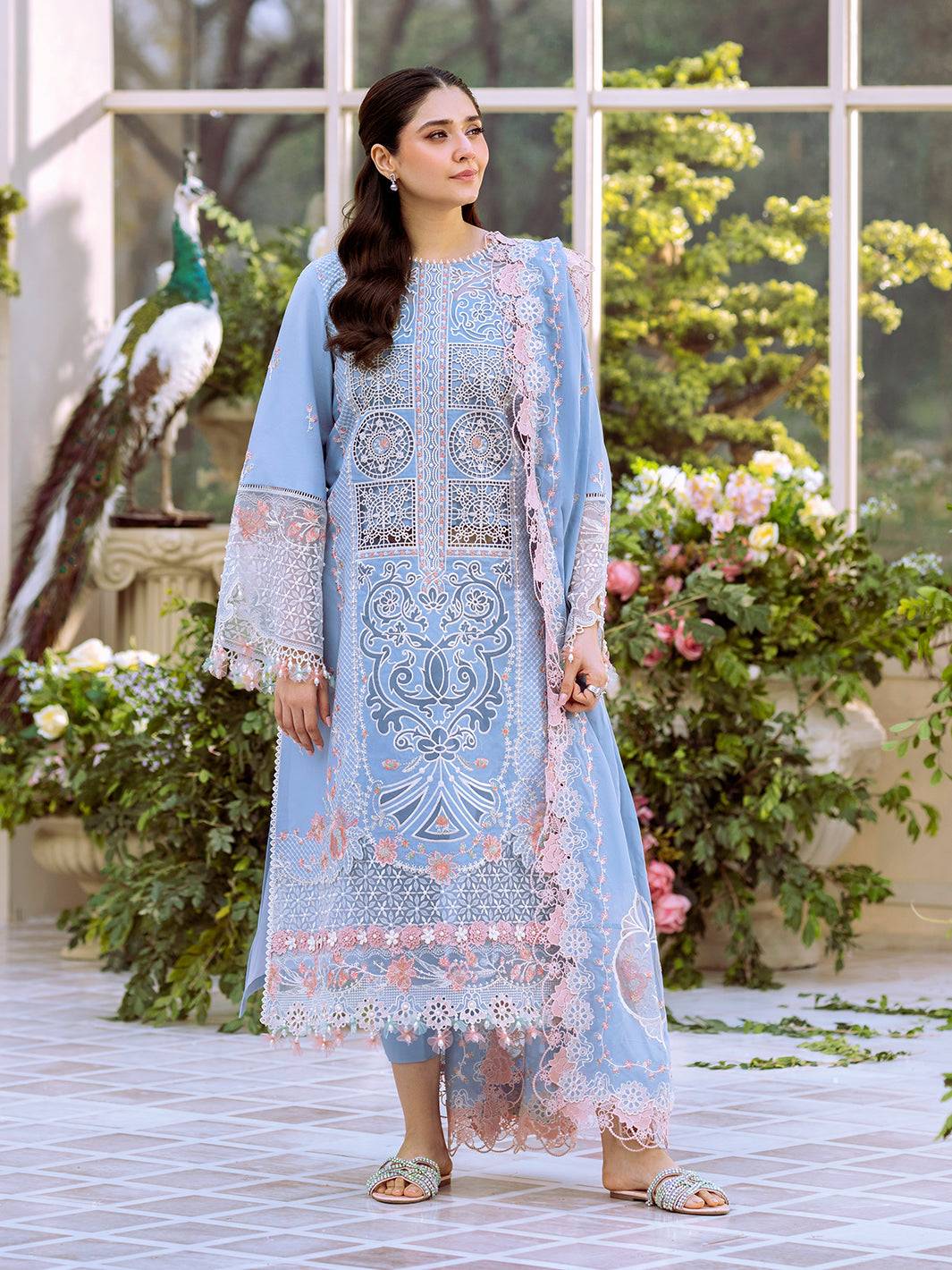 Bin Ilyas | Freesia Embroidered Lawn 25 | 107 - A by Maria Faisal - Registered Vendor of : Bin Ilyas - type : Ladies Clothes - 100% original wedding dresses