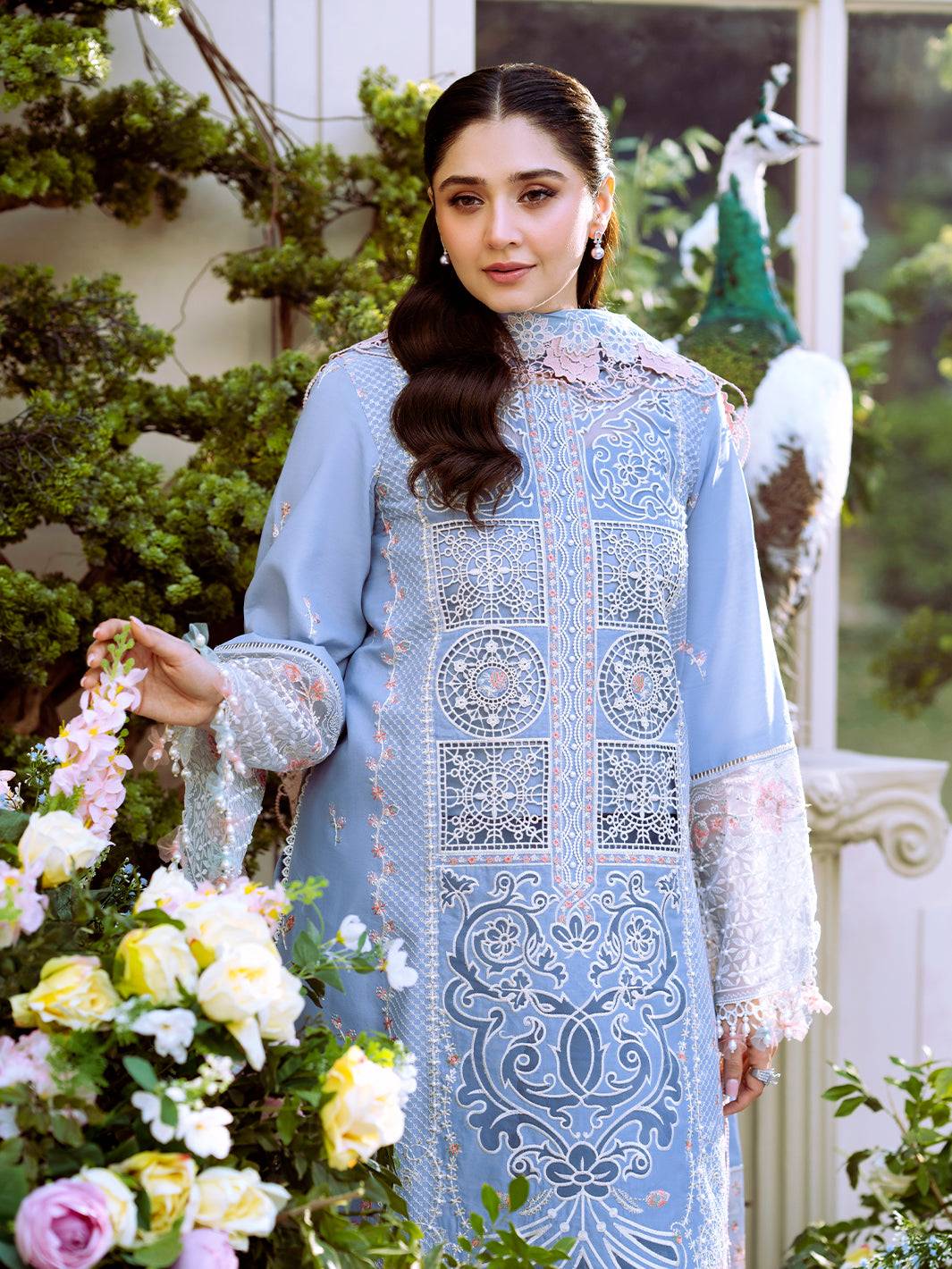 Bin Ilyas | Freesia Embroidered Lawn 25 | 107 - A by Maria Faisal - Registered Vendor of : Bin Ilyas - type : Ladies Clothes - 100% original wedding dresses