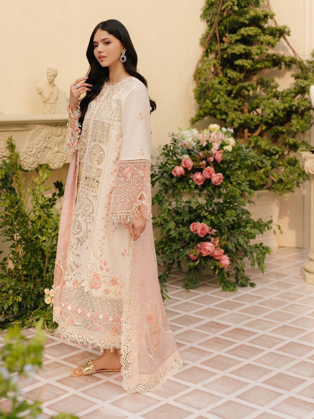 Bin Ilyas | Freesia Embroidered Lawn 25 | 107 - B by Maria Faisal - Registered Vendor of : Bin Ilyas - type : Ladies Clothes - 100% original wedding dresses