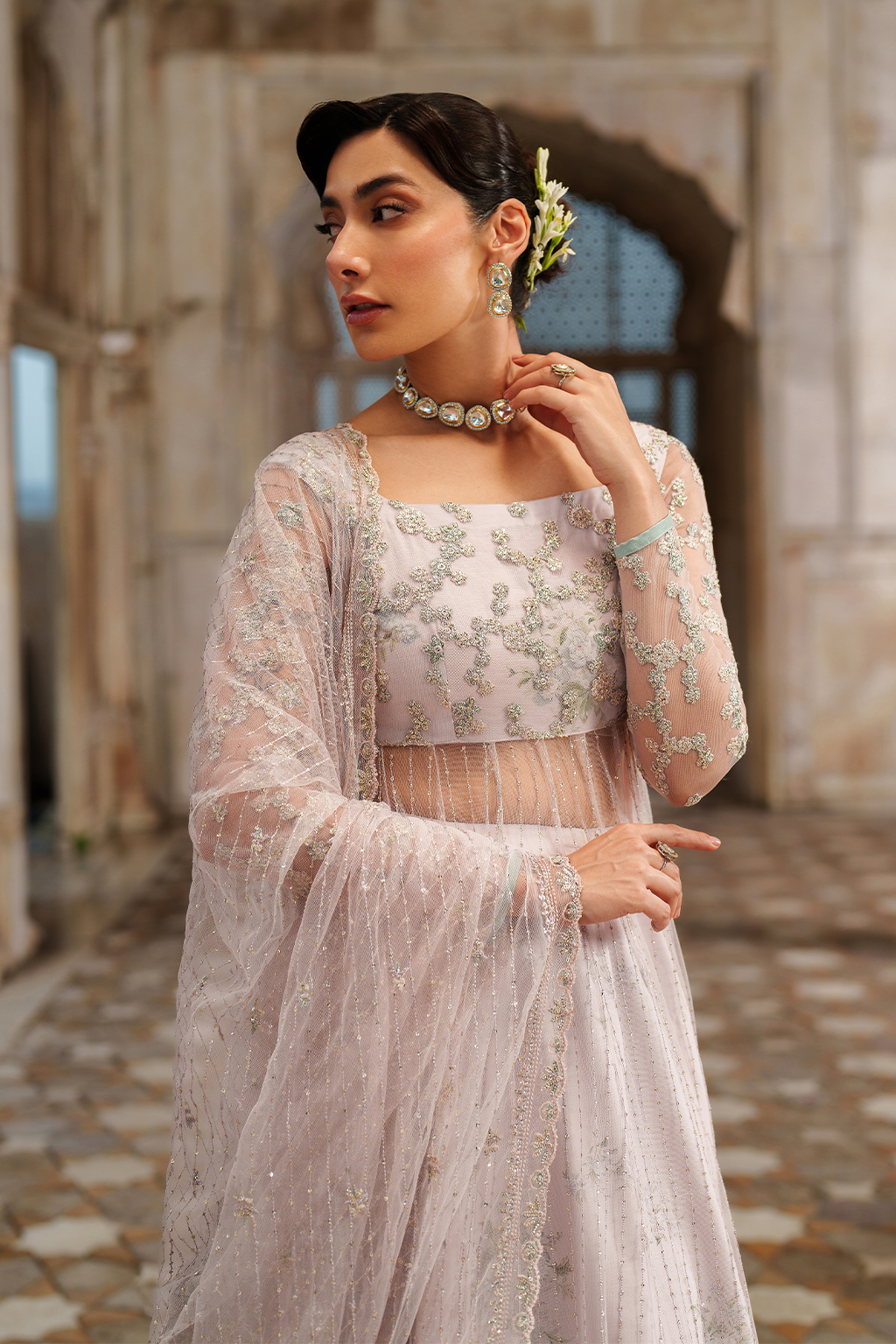 Iznik | Festive Formal | UE-552 Embroidered Net - Ladies Clothes - Maria Faisal