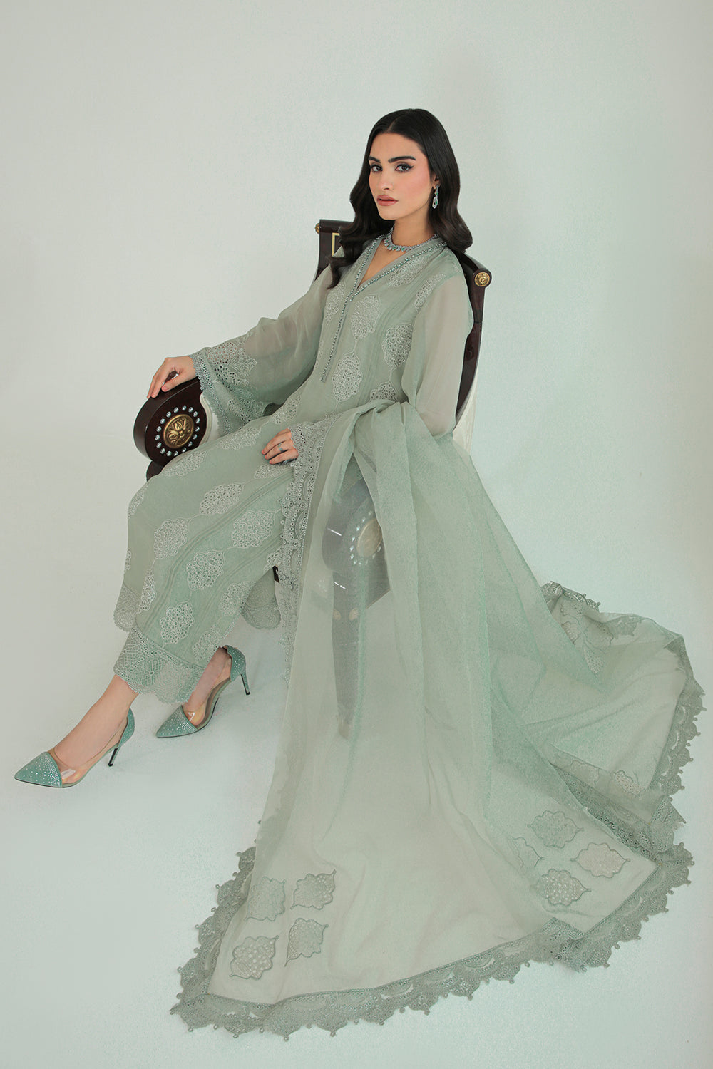 Baroque | Formals Collection | EMBROIDERED CHIFFON UF-234 - Formal Dress - available at Maria Faisal in UK and USA.
