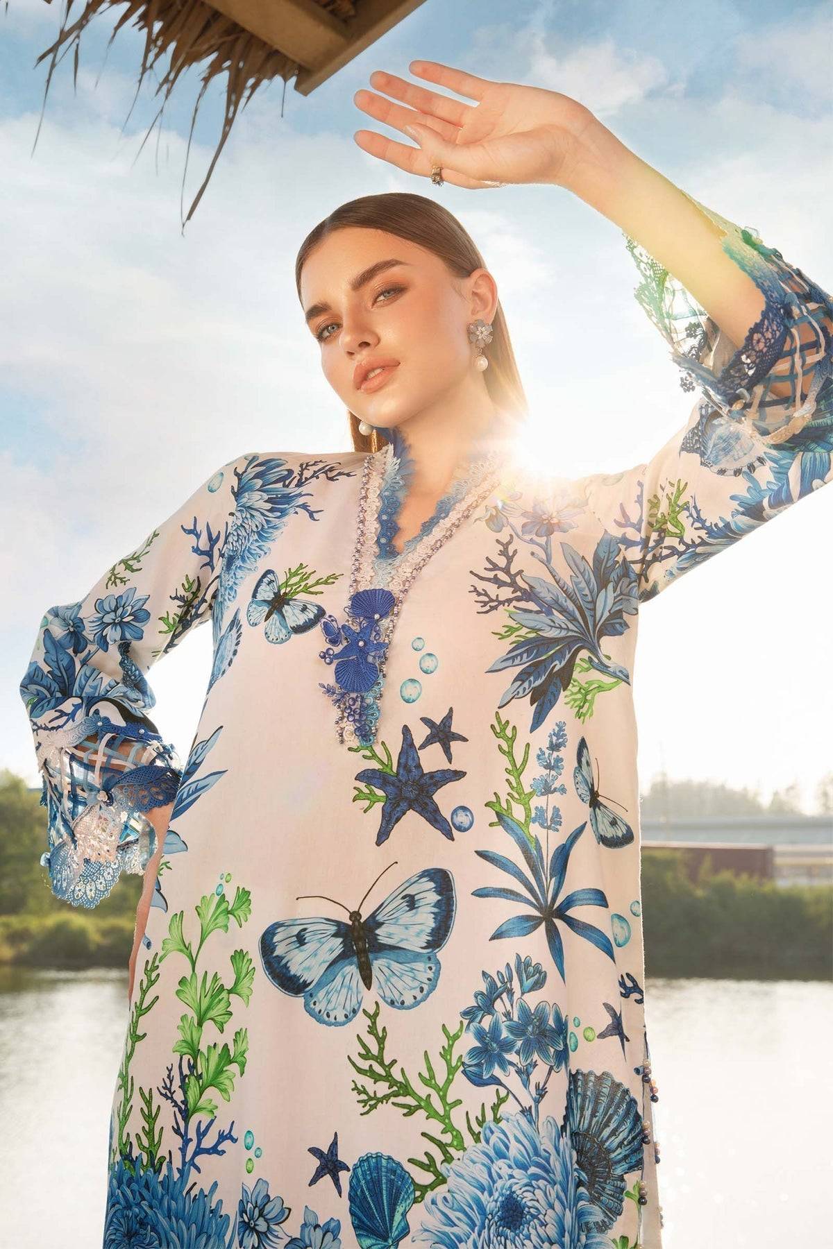 Maria B | M Prints 25 | MPT-2510-B by Maria Faisal - Registered Vendor of : Maria B - type : Ladies Clothes - 100% original wedding dresses