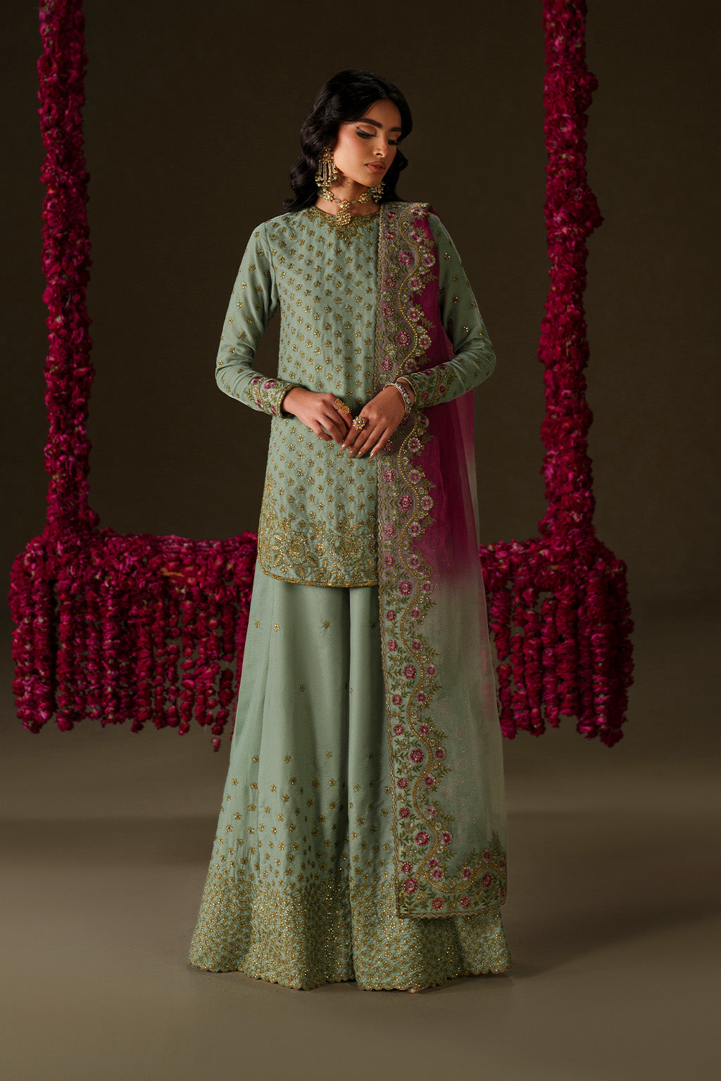 Iznik | Velvet 25 | IV-73 Embroidered Velvet - Formal Dress - available at Maria Faisal in UK and USA.