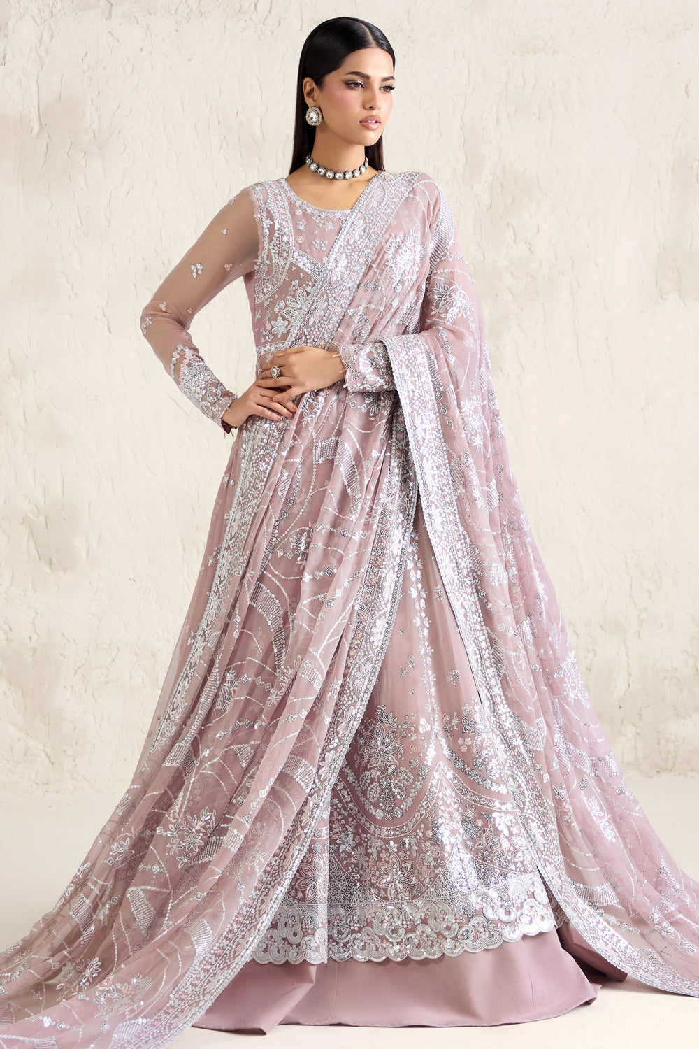 Farasha | Formals 26 | Mauve Pearl - Formal Dress - available at Maria Faisal in UK and USA.