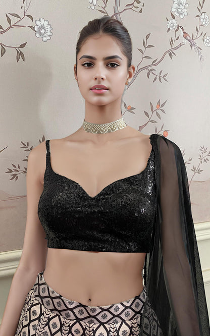 Threads and Motifs | Formal Dresses 25 | Sequins Blouse With Printed Lehenga And Dupatta