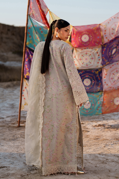 Emaan adeel | Sunlit Groove Luxury Lawn 26 | MEHVES - Luxury Dress - available at Maria Faisal in UK and USA.