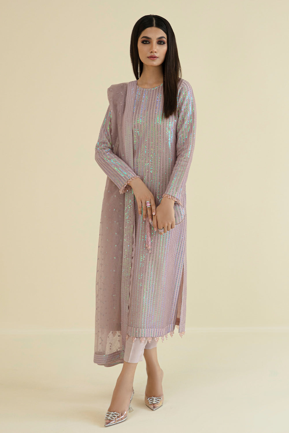 Baroque | Formals Collection | EMBROIDERED NET UF-384 - Formal Dress - available at Maria Faisal in UK and USA.