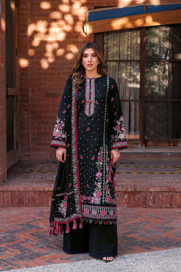 Farasha | Dastoor Embroidered Lawn SS24 | ORNATE NOIR - Waniyas