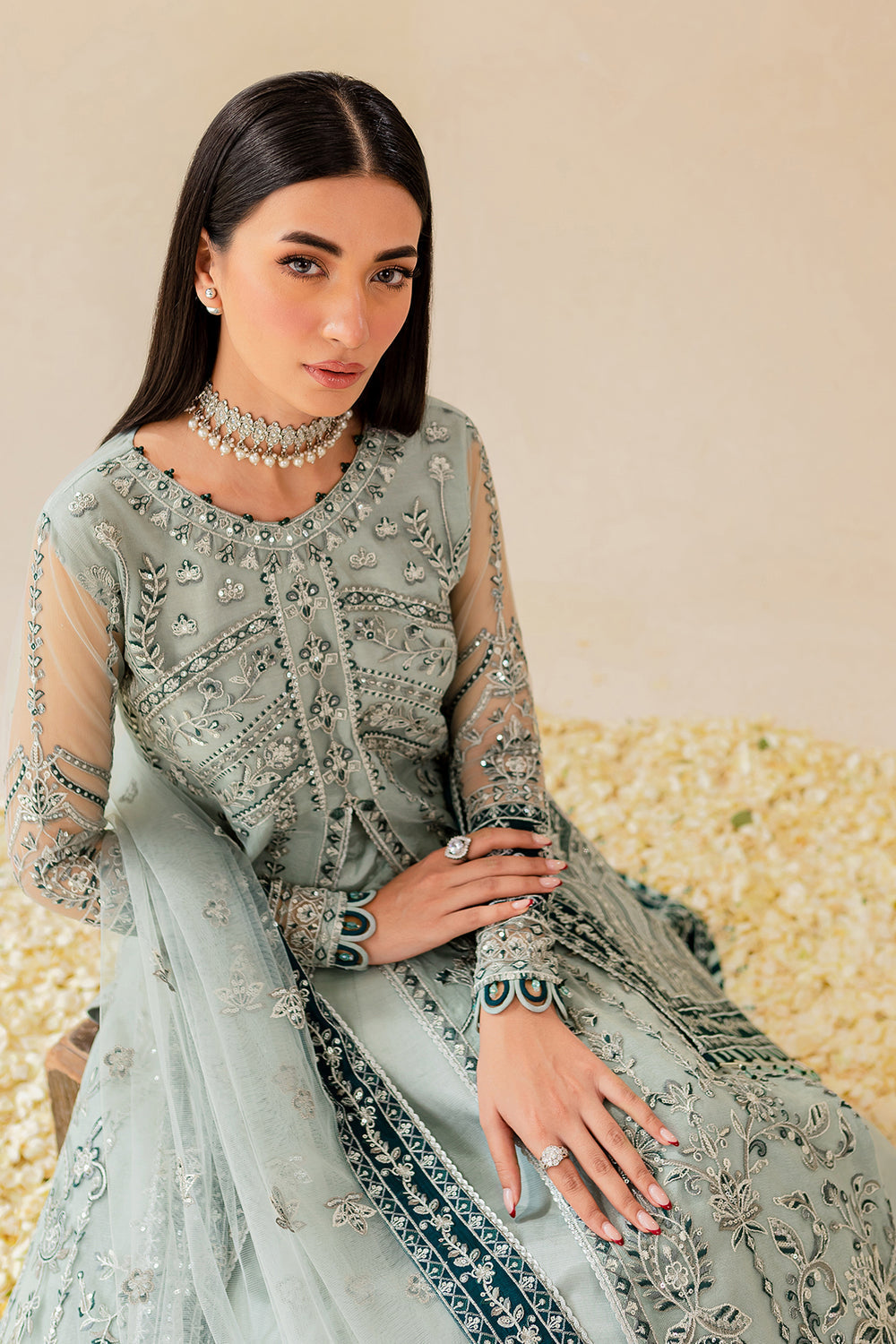 Farasha | Lumiere Formals | FREYA - Designer Dress with Intricate embroidery and embellishments. Shop elegent wedding dress at Maria Faisal.