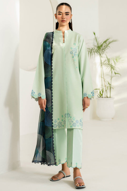 Farasha | Thread Lines Embroidered | Green Meadow - Ladies Clothes - Maria Faisal