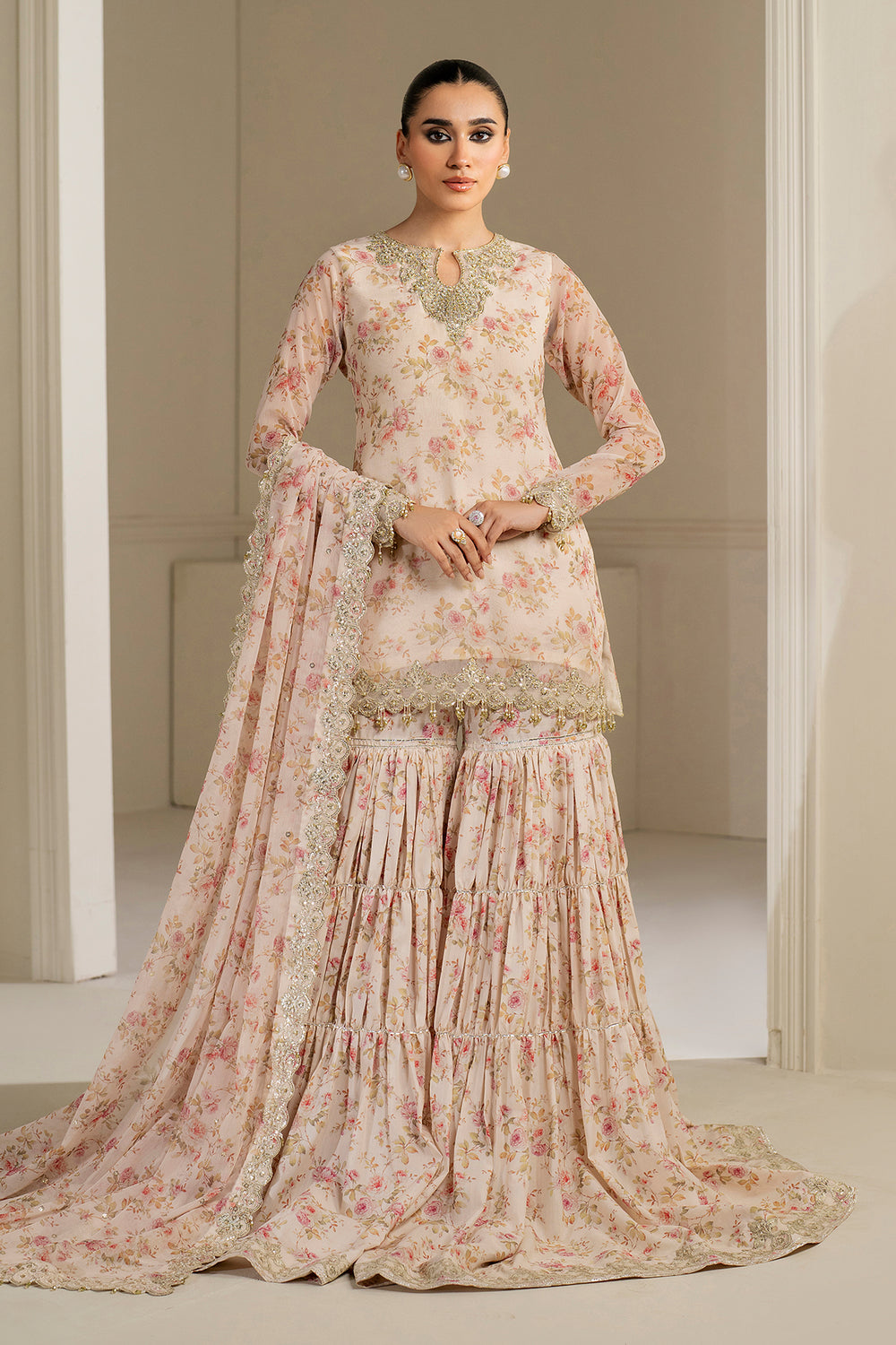 Baroque | Formals Collection | EMBROIDERED CHIFFON UF-4164 - Formal Dress - available at Maria Faisal in UK and USA.