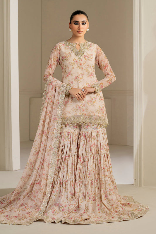 Baroque | Formals Collection | EMBROIDERED CHIFFON UF-4164 - Formal Dress - available at Maria Faisal in UK and USA.