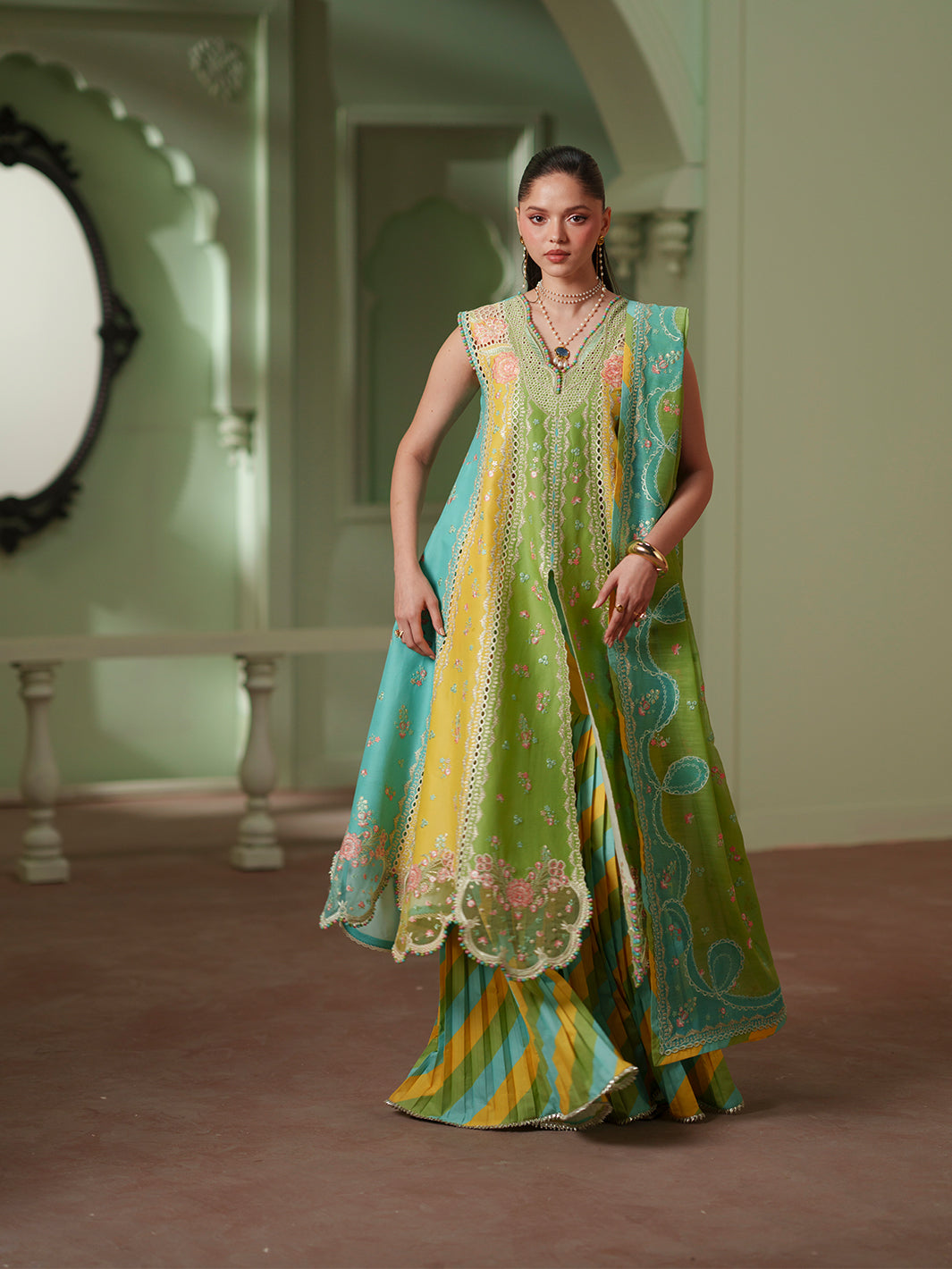 Bin Ilyas | Mashriq Luxury Lawn 26 | D-114-A - Luxury Dress - available at Maria Faisal in UK and USA.