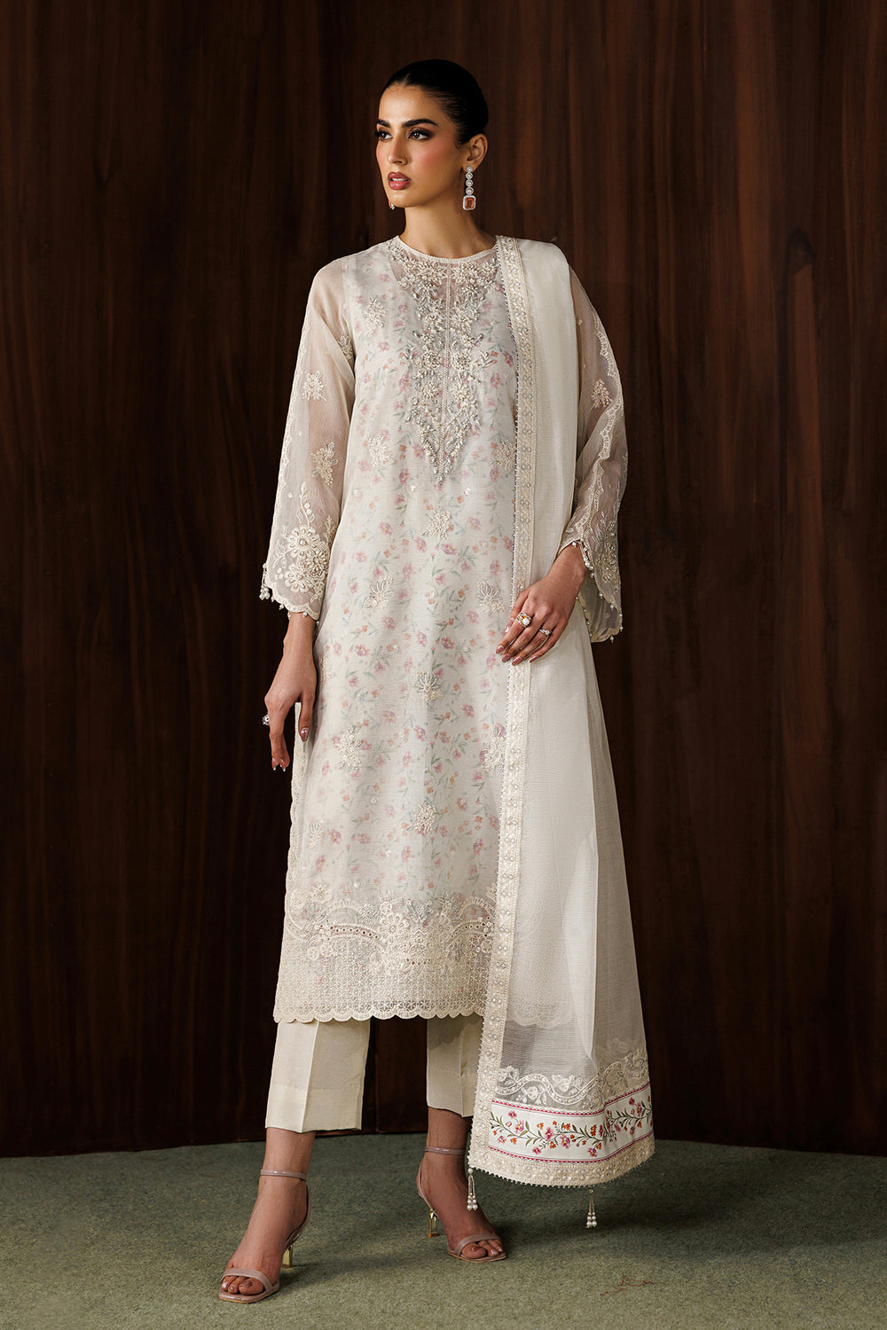 Baroque | Formals Collection | EMBROIDERED COTTON NET UF-4440 - Formal Dress - available at Maria Faisal in UK and USA.