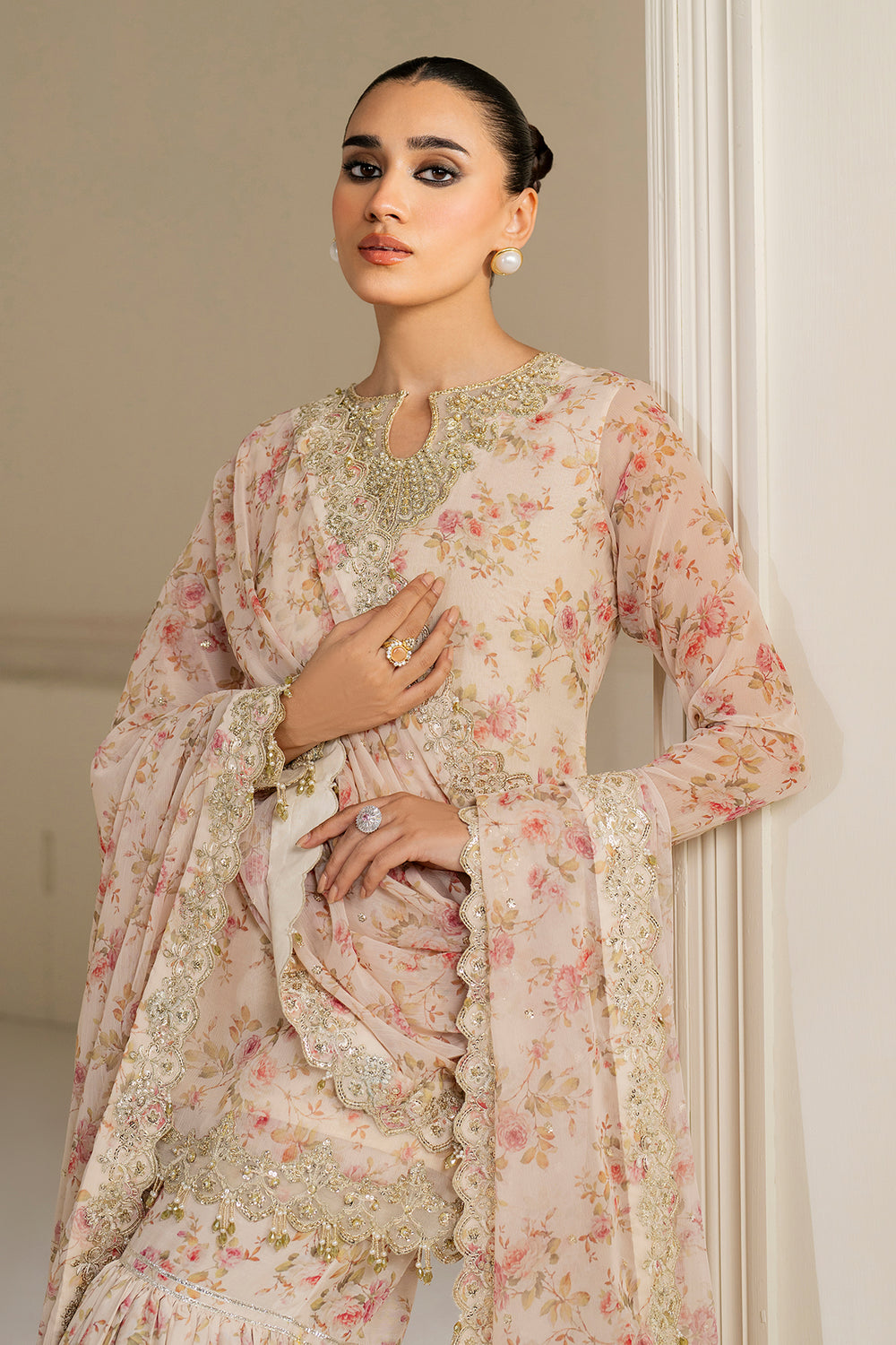 Baroque | Formals Collection | EMBROIDERED CHIFFON UF-4164 - Formal Dress - available at Maria Faisal in UK and USA.