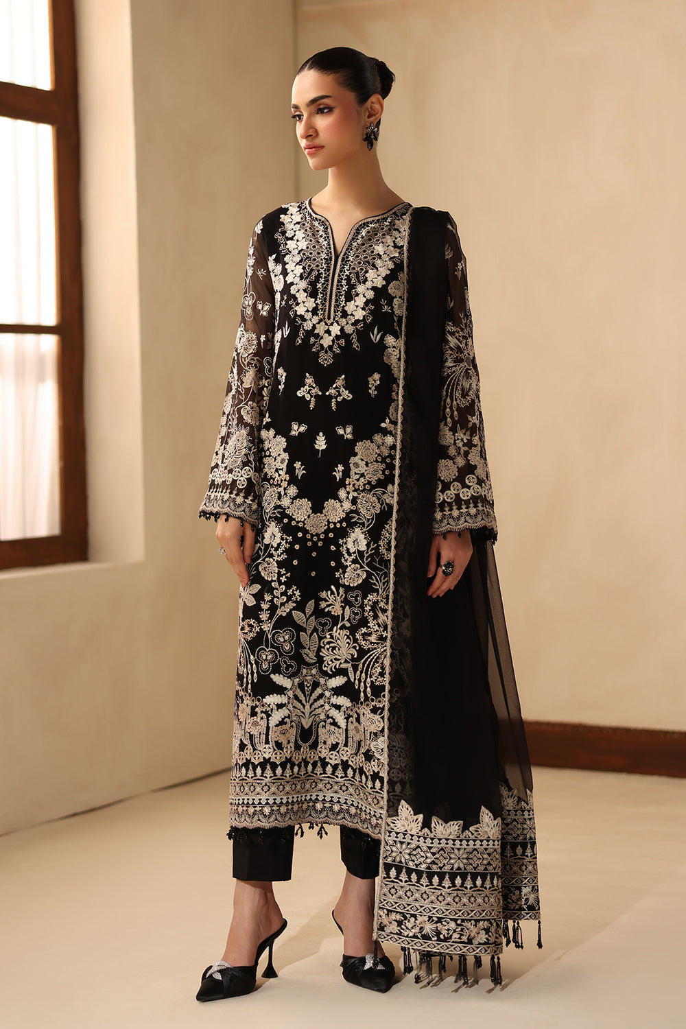 Baroque | Formals Collection | EMBROIDERED CHIFFON UF-4490 - Formal Dress - available at Maria Faisal in UK and USA.