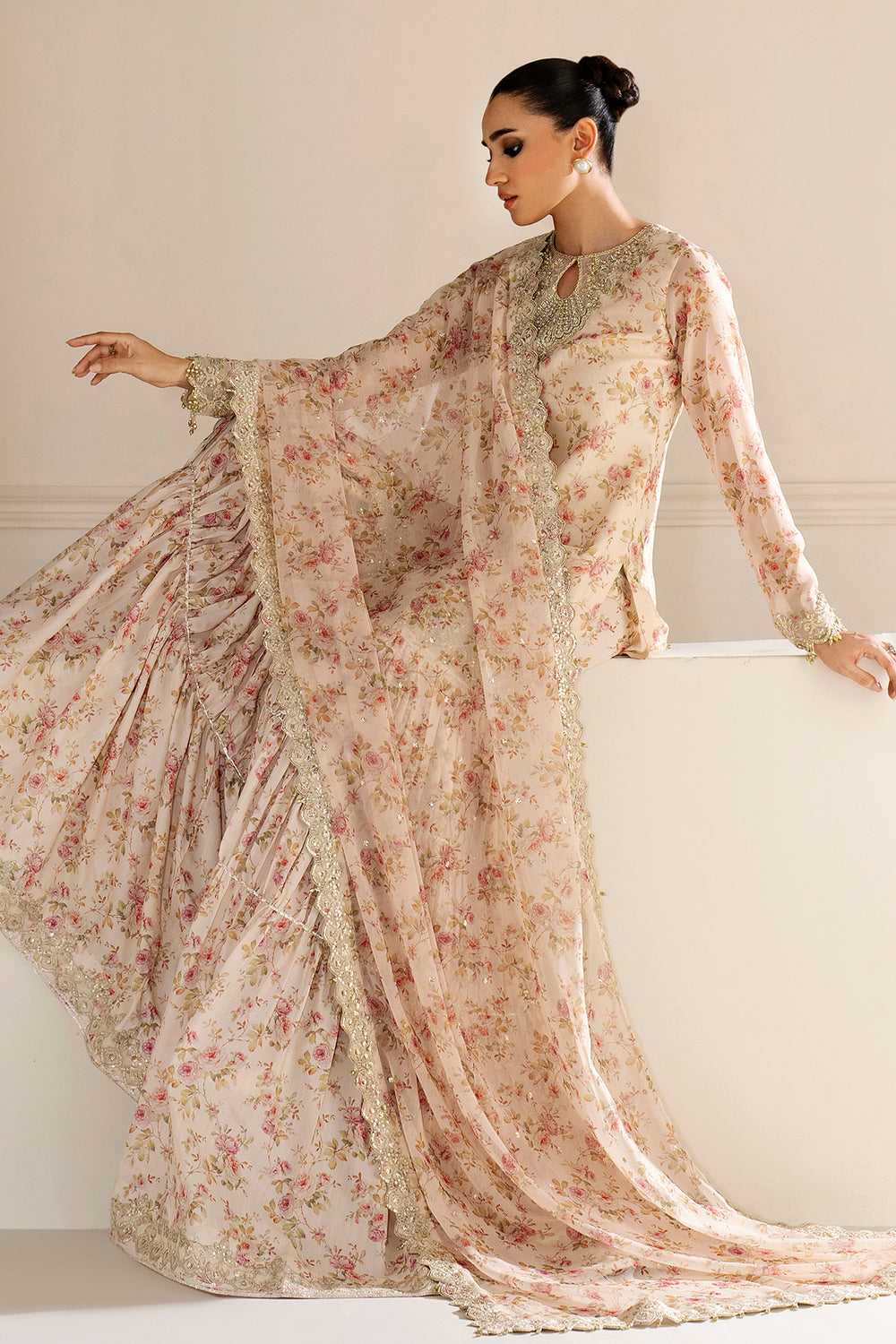Baroque | Formals Collection | EMBROIDERED CHIFFON UF-4164 - Formal Dress - available at Maria Faisal in UK and USA.