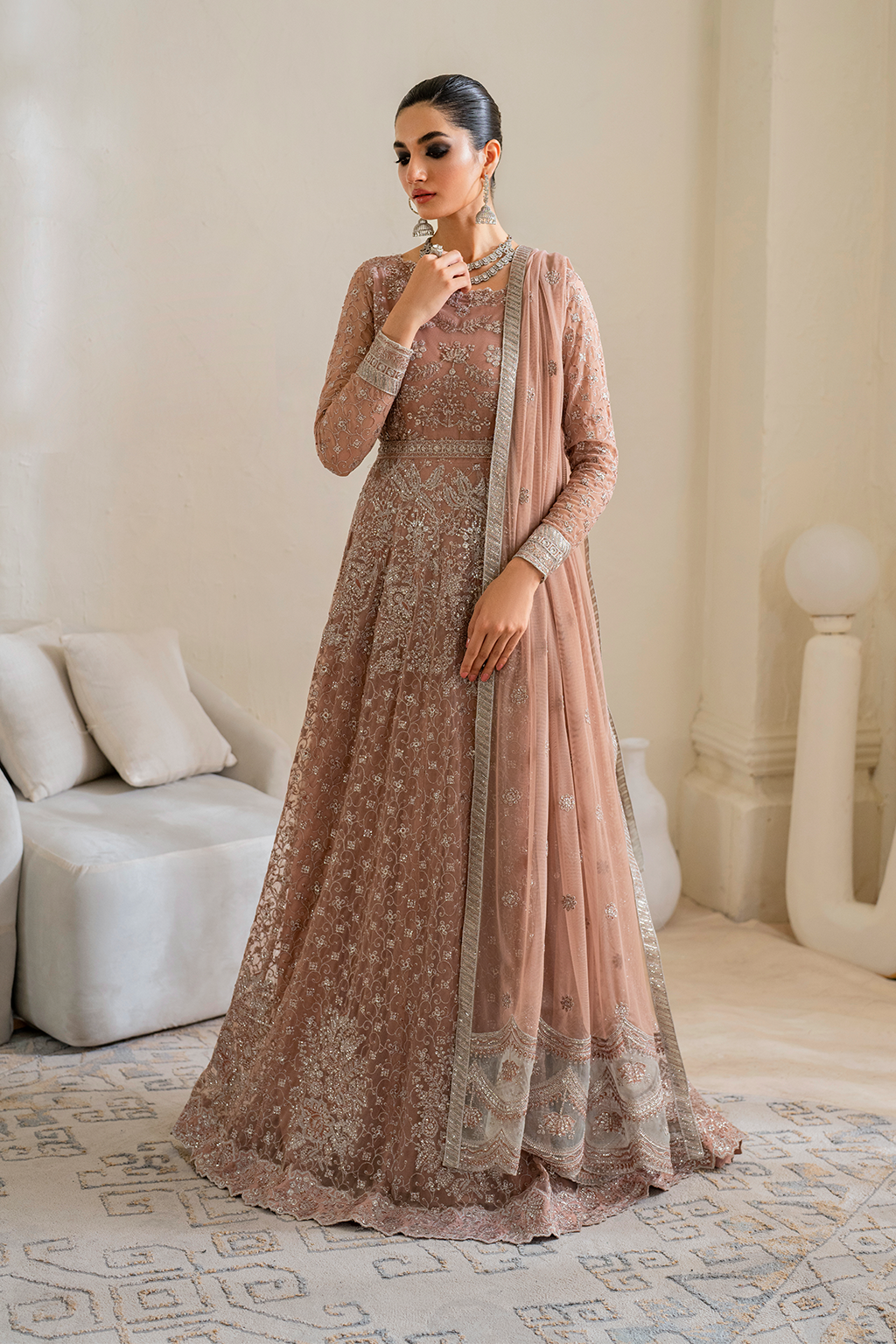 Iznik | Chinnon Chiffon | CC-43 Embroidered Net - Ladies Clothes - Maria Faisal