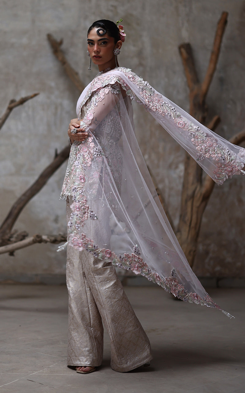 Threads and Motifs | Formal Dresses 25 | Organza Embroidered Shirt - Ladies Clothes - Maria Faisal
