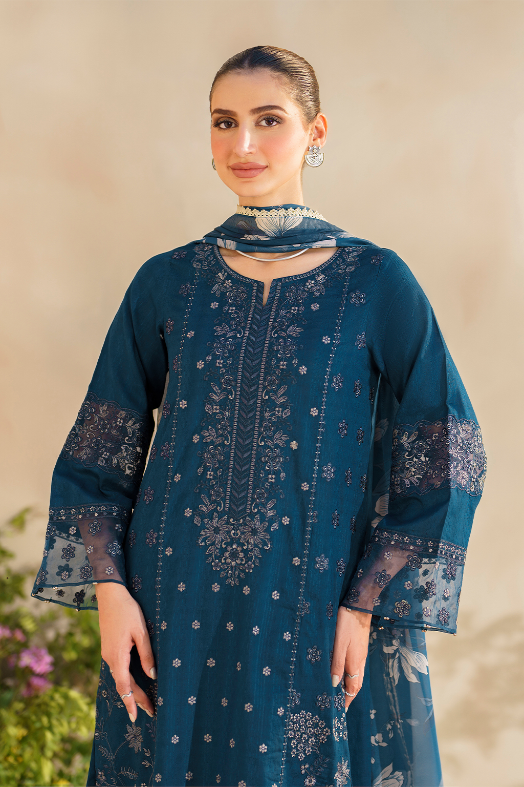 Iznik | Festive lawn 24 | SFL-01 - Designer Dress with Intricate embroidery and embellishments. Shop elegent wedding dress at Maria Faisal.