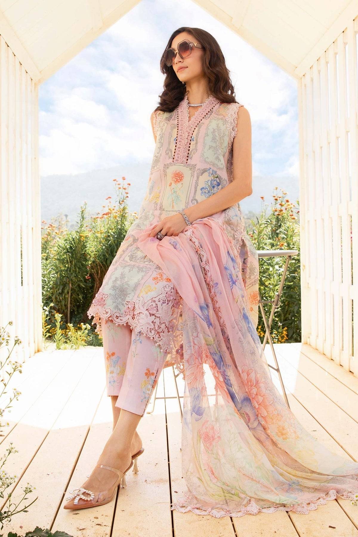 Maria B | M Prints 25 | MPT-2511-A by Maria Faisal - Registered Vendor of : Maria B - type : Ladies Clothes - 100% original wedding dresses