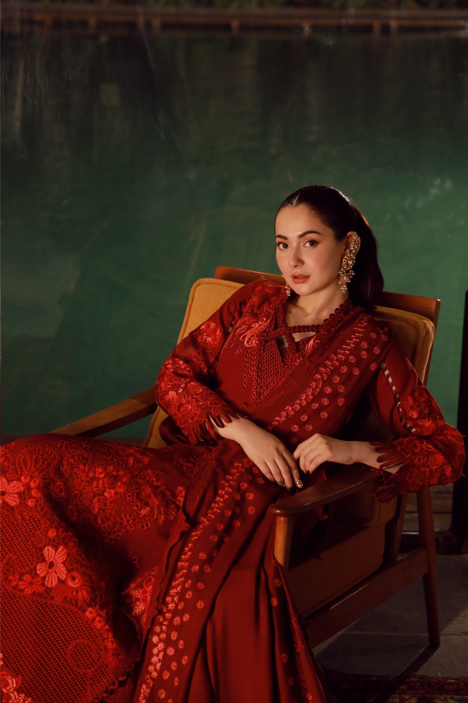 Maryam Hussain | Winter Shawl 25 | Riya - Formal Dress - available at Maria Faisal in UK and USA.
