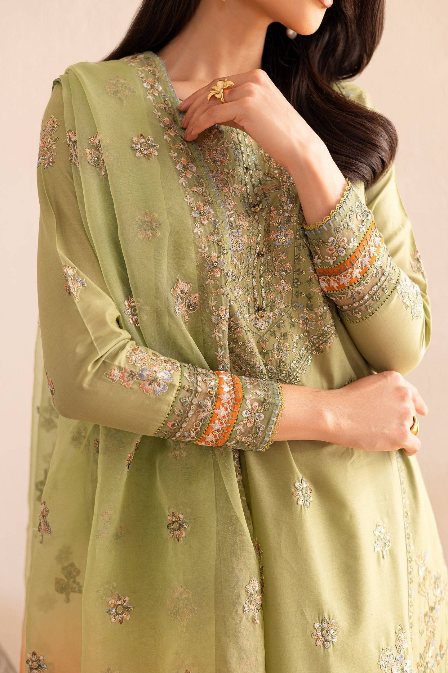 Batik | Nyra Embroidered Summer Solids | Citrus Glow by Maria Faisal - Registered Vendor of : Batik - type : Ladies Clothes - 100% original wedding dresses