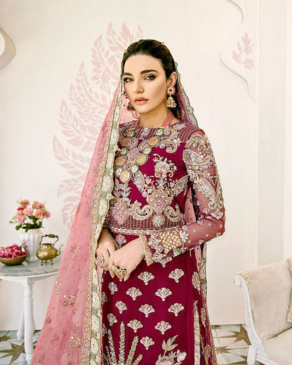 Gulaal | Wedding Formals | Pois Embroidered Net 3-Piece Suit WS-08 - Designer Dress with Intricate embroidery and embellishments. Shop elegent wedding dress at Maria Faisal.