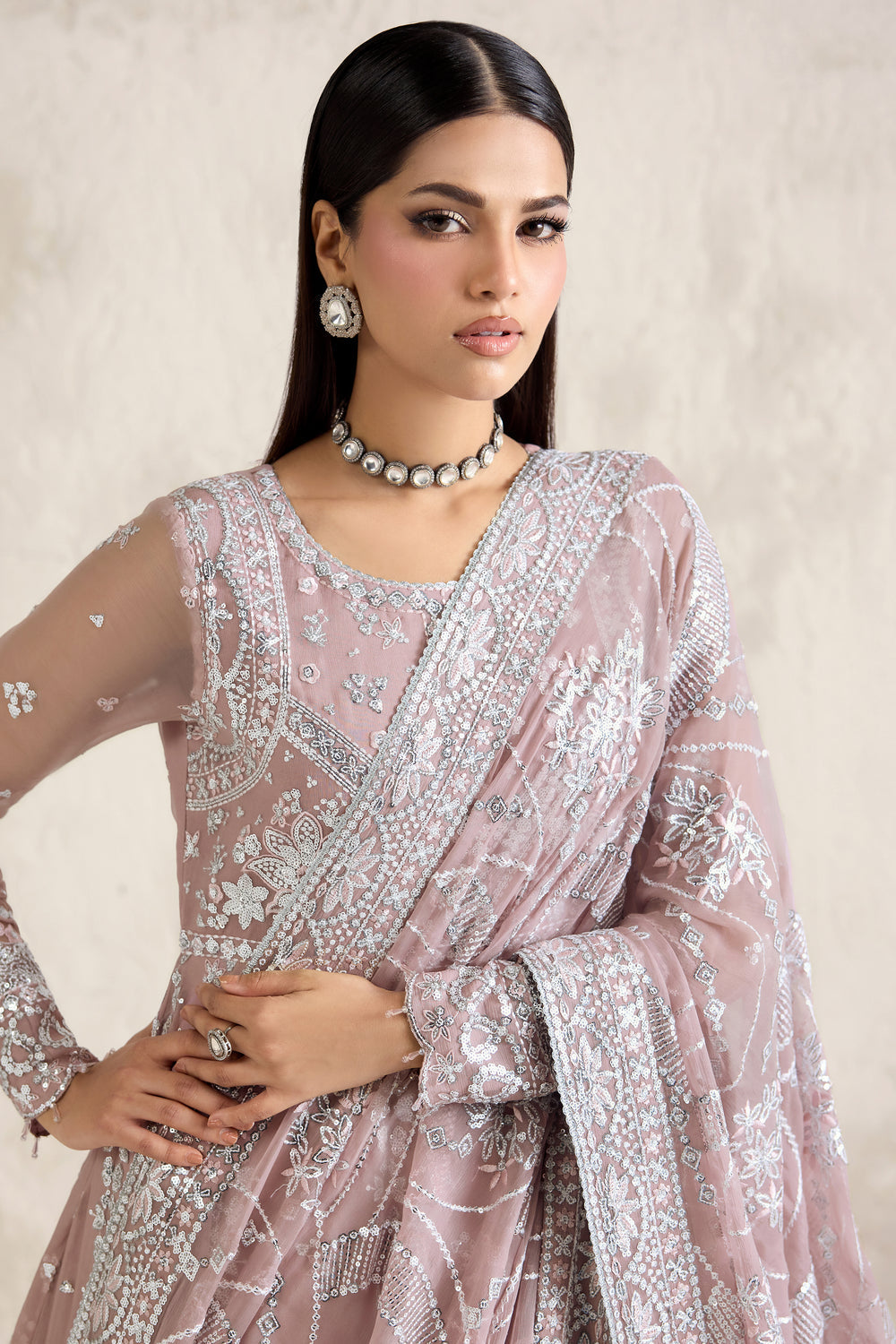 Farasha | Formals 26 | Mauve Pearl - Formal Dress - available at Maria Faisal in UK and USA.