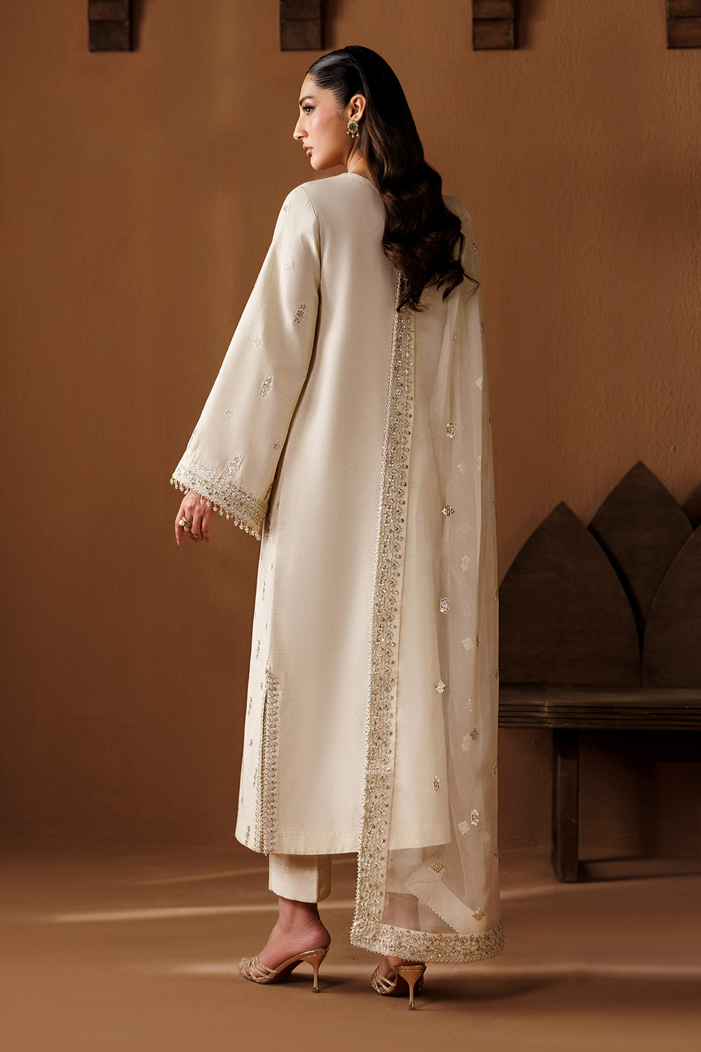 Baroque | Formals Collection | EMBROIDERED RAW SILK UF-4434 - Formal Dress - available at Maria Faisal in UK and USA.
