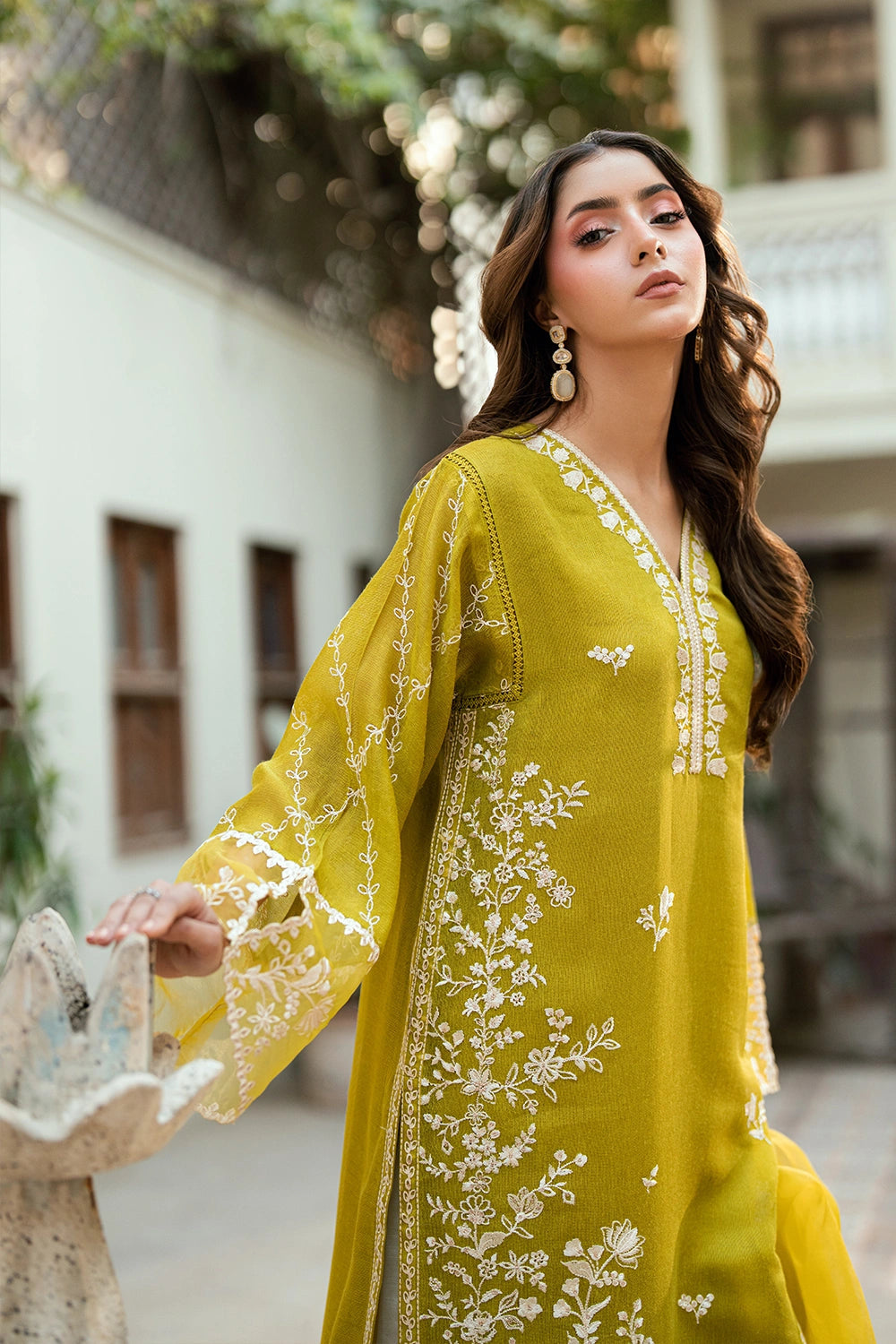 Azure | Vogue Formals | Cyber Moss - Formal Dress - available at Maria Faisal in UK and USA.