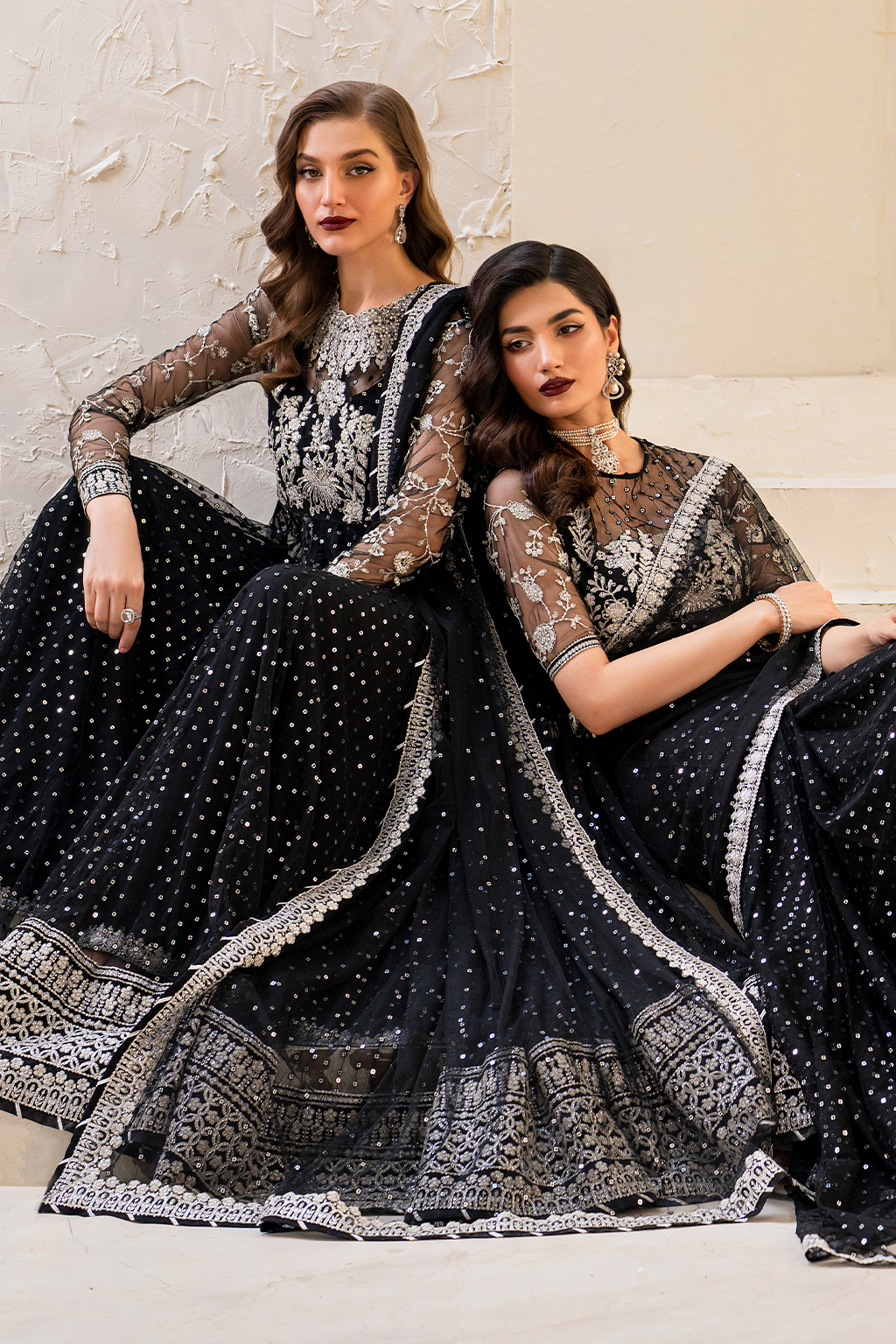 Iznik | Chinnon Chiffon | CC-50 Embroidered Net - Ladies Clothes - Maria Faisal