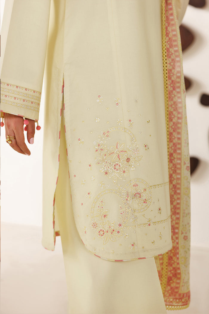 Farasha | Summer Melody 26 | Butter Glow - Casual Dress - available at Maria Faisal in UK and USA.