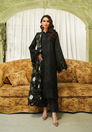 Zarqash | Tresor Luxury Lawn 24 | ZQT 005 MIDNIGHT - Waniyas